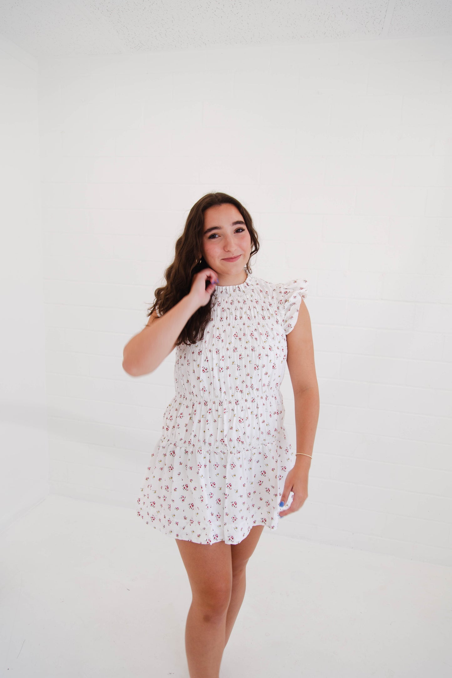 White Floral Mini Dress