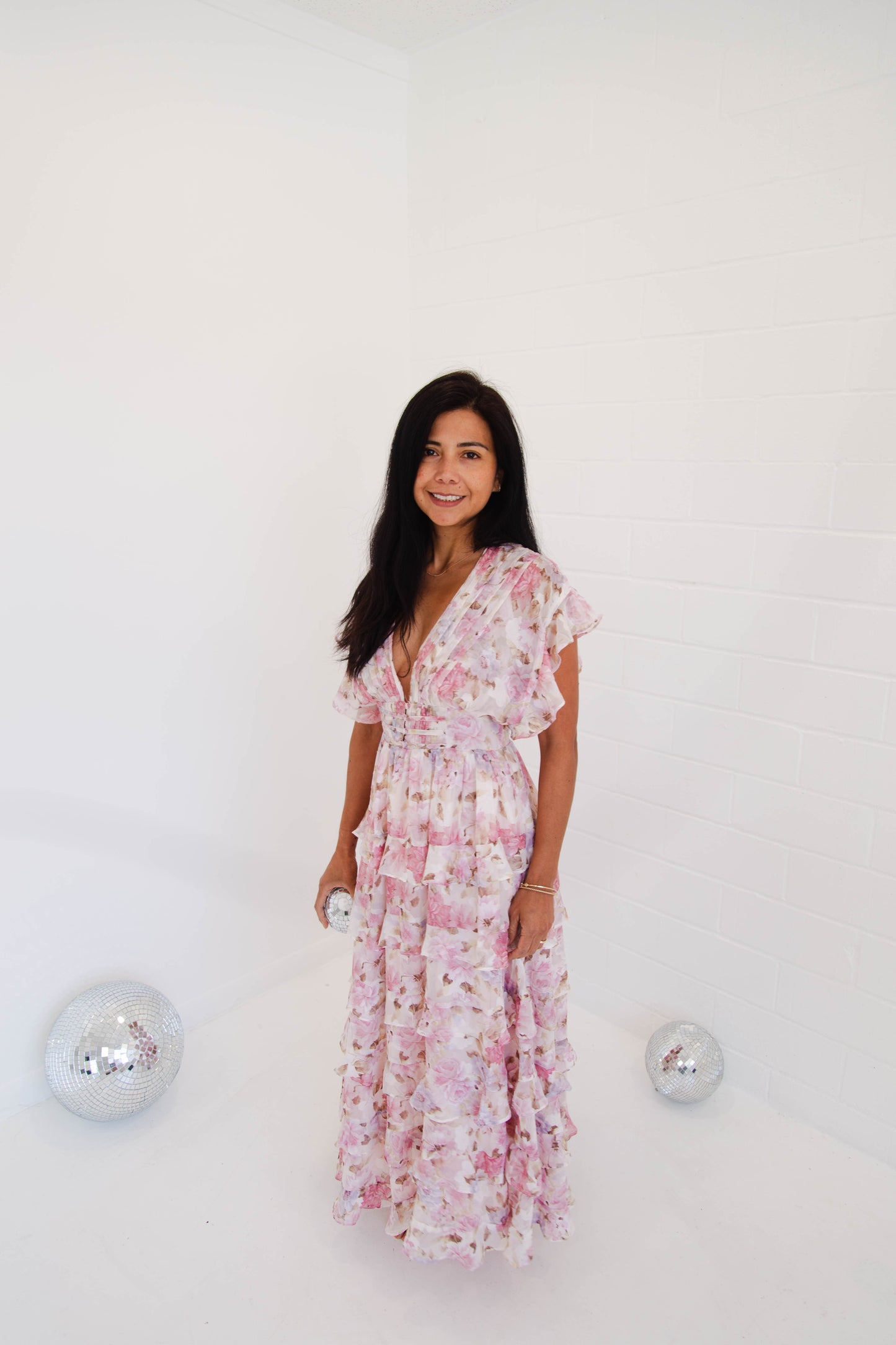 Pink Multi Floral Ruffle Dress
