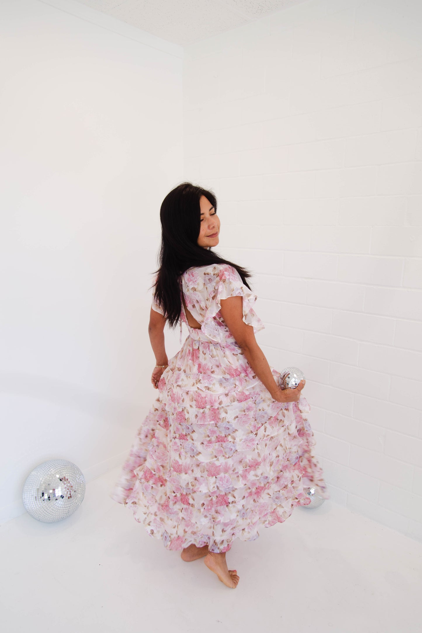Pink Multi Floral Ruffle Dress