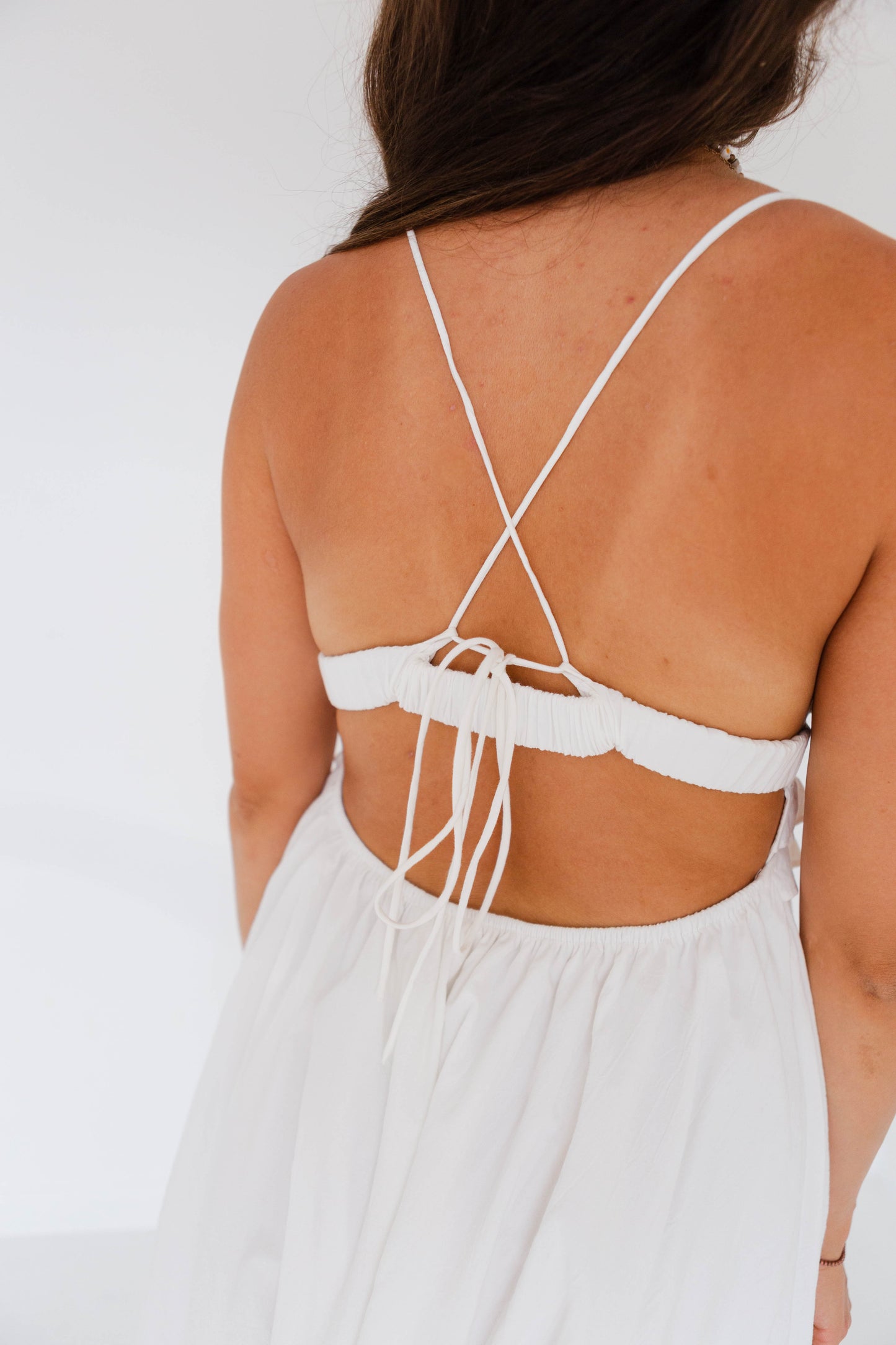 White Ruffled Detailed Camisole Dress