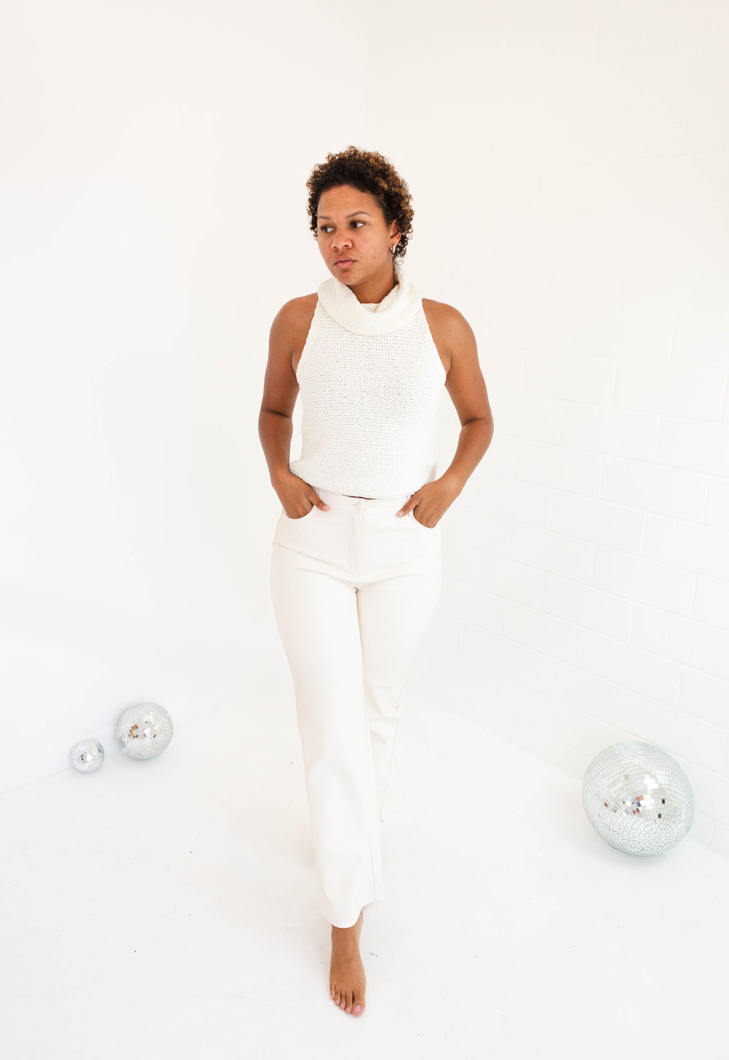 Cream Adler Faux Leather Pant