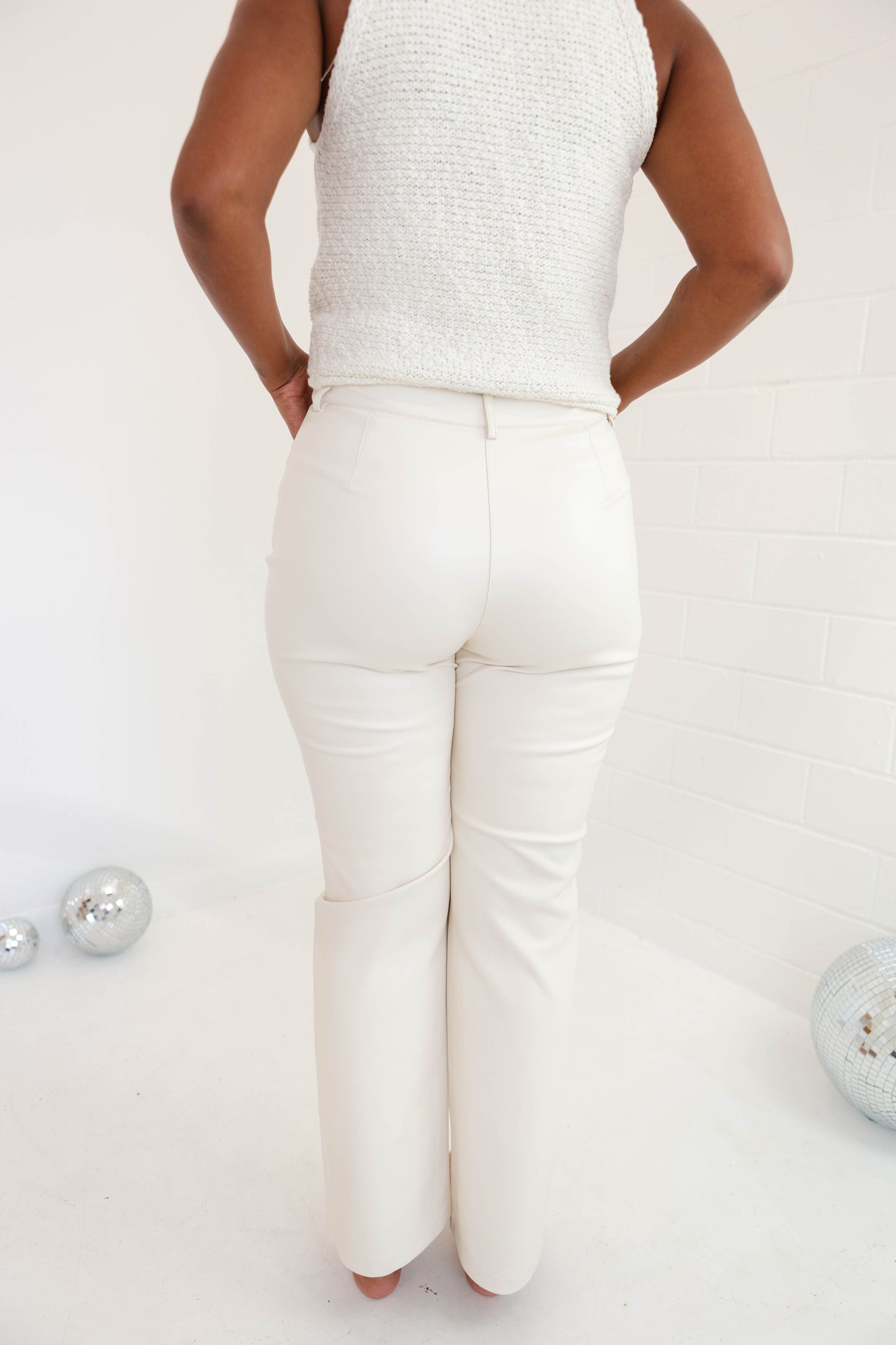 Cream Adler Faux Leather Pant