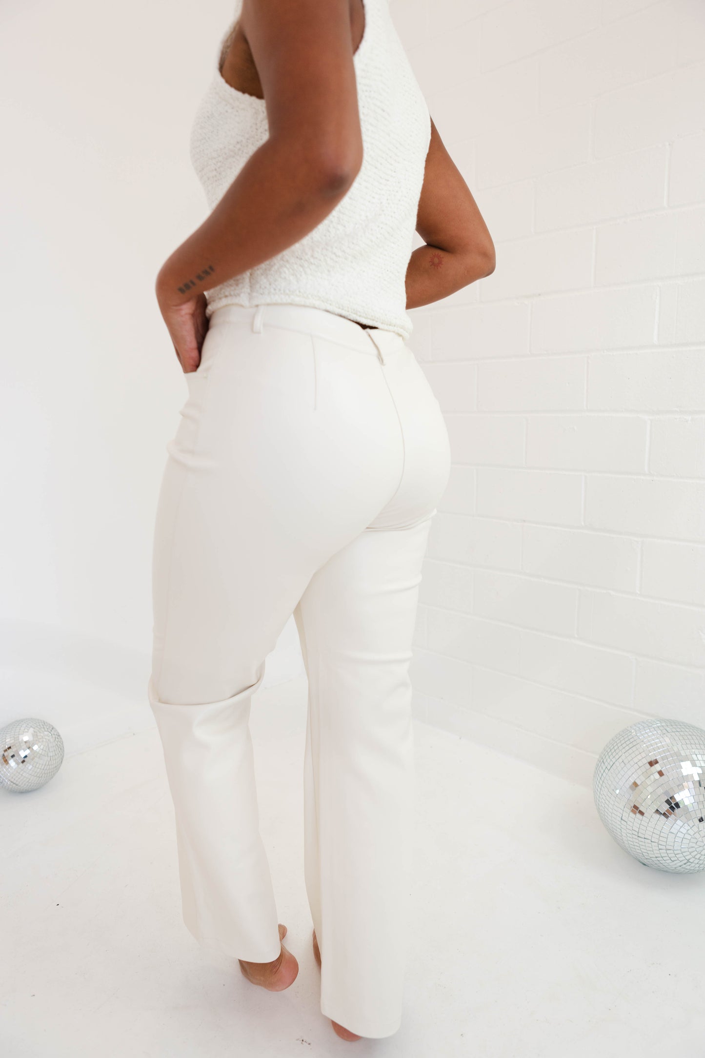 Cream Adler Faux Leather Pant