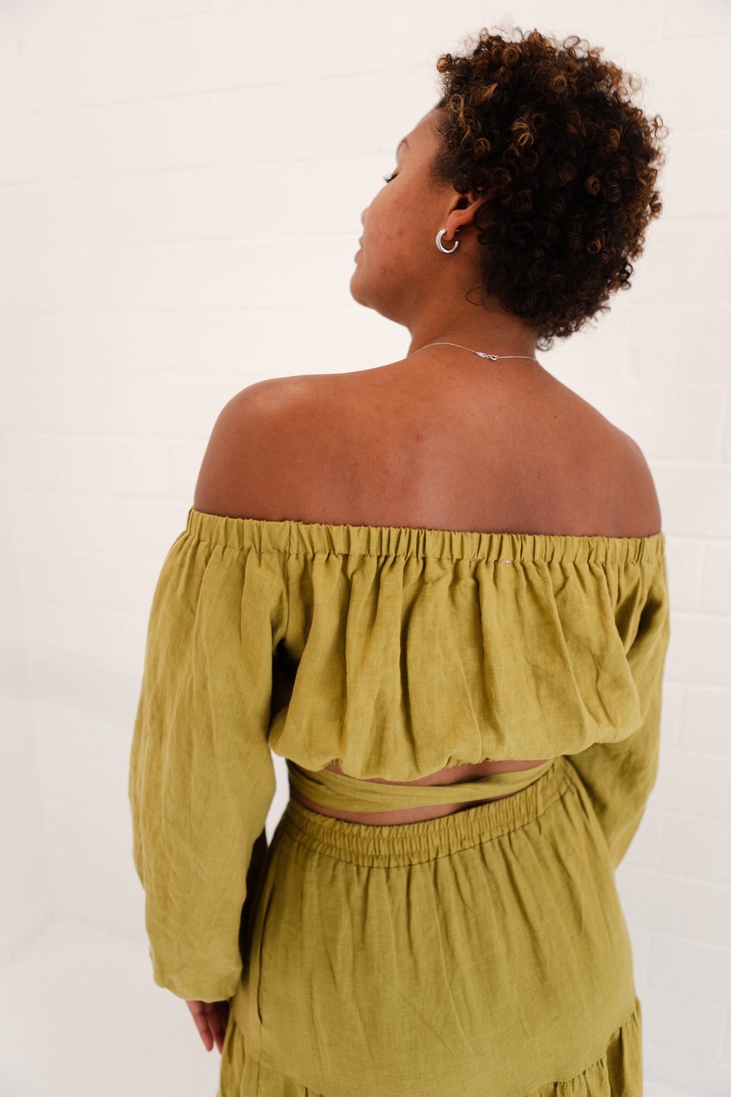 Evangeline Tie Crop Top Woven