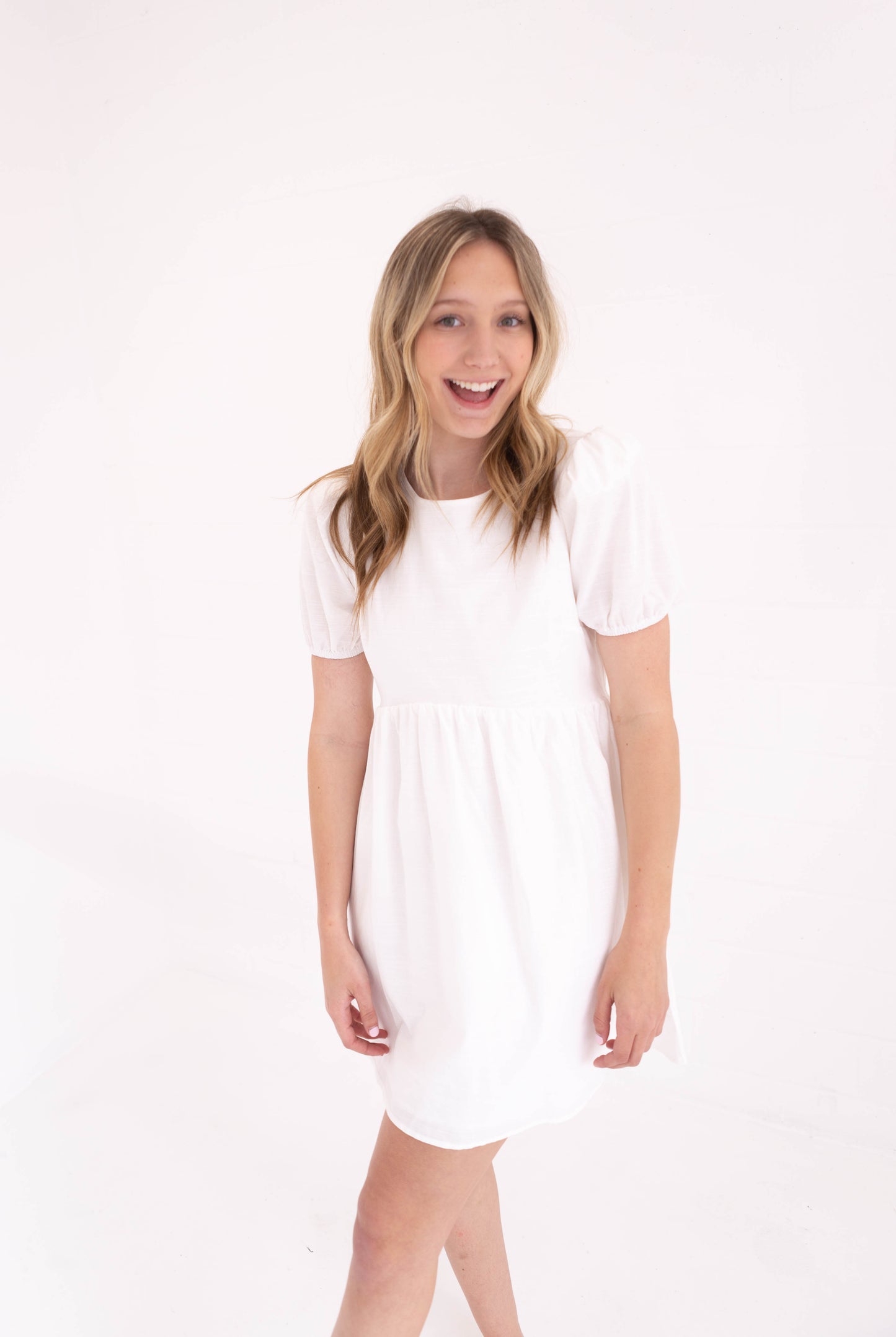 White Lace Up Mini Dress