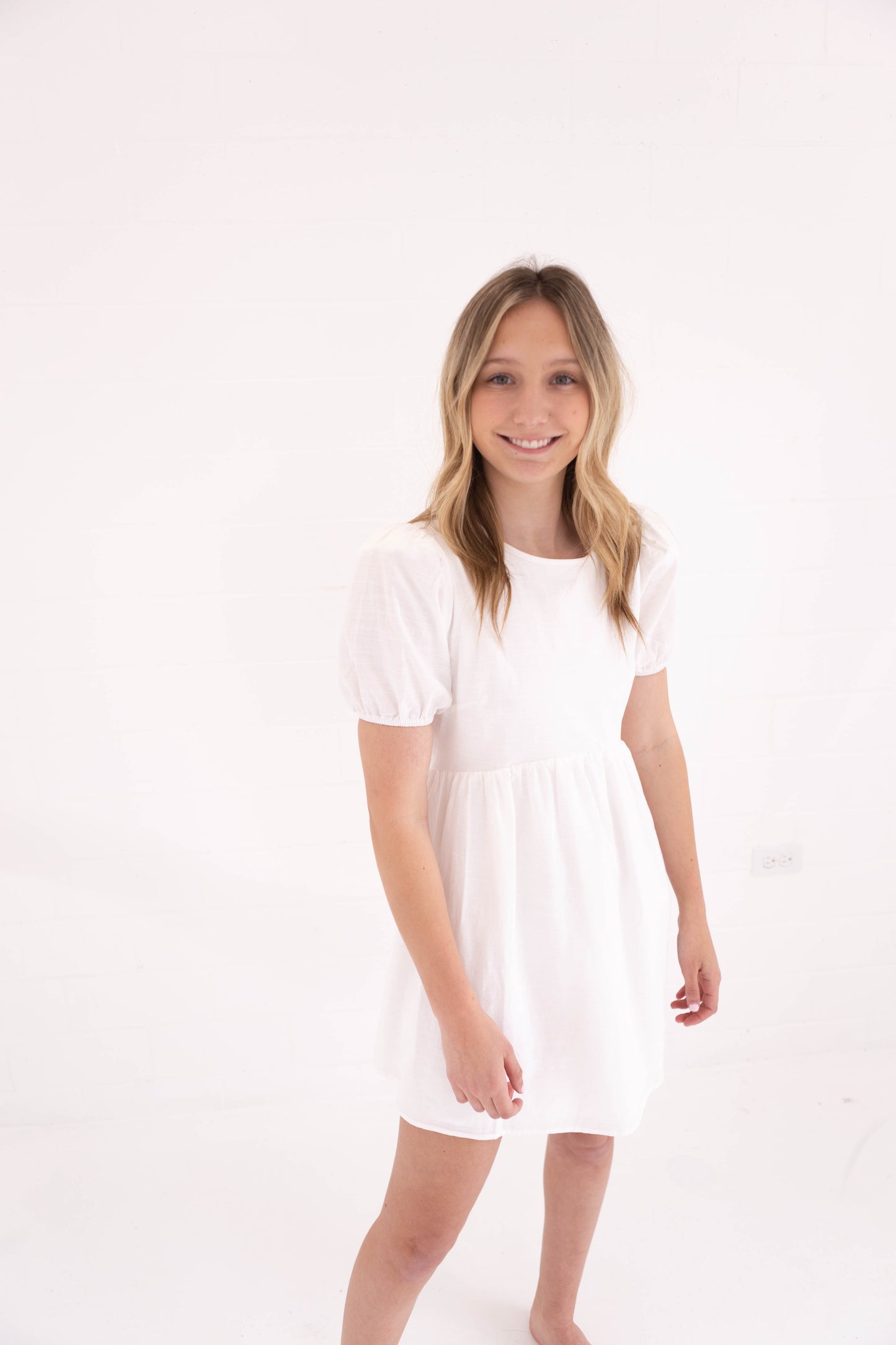 White Lace Up Mini Dress