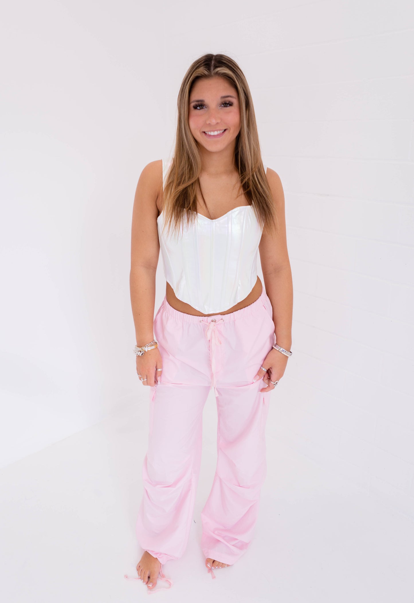 Metallic White Corset Top