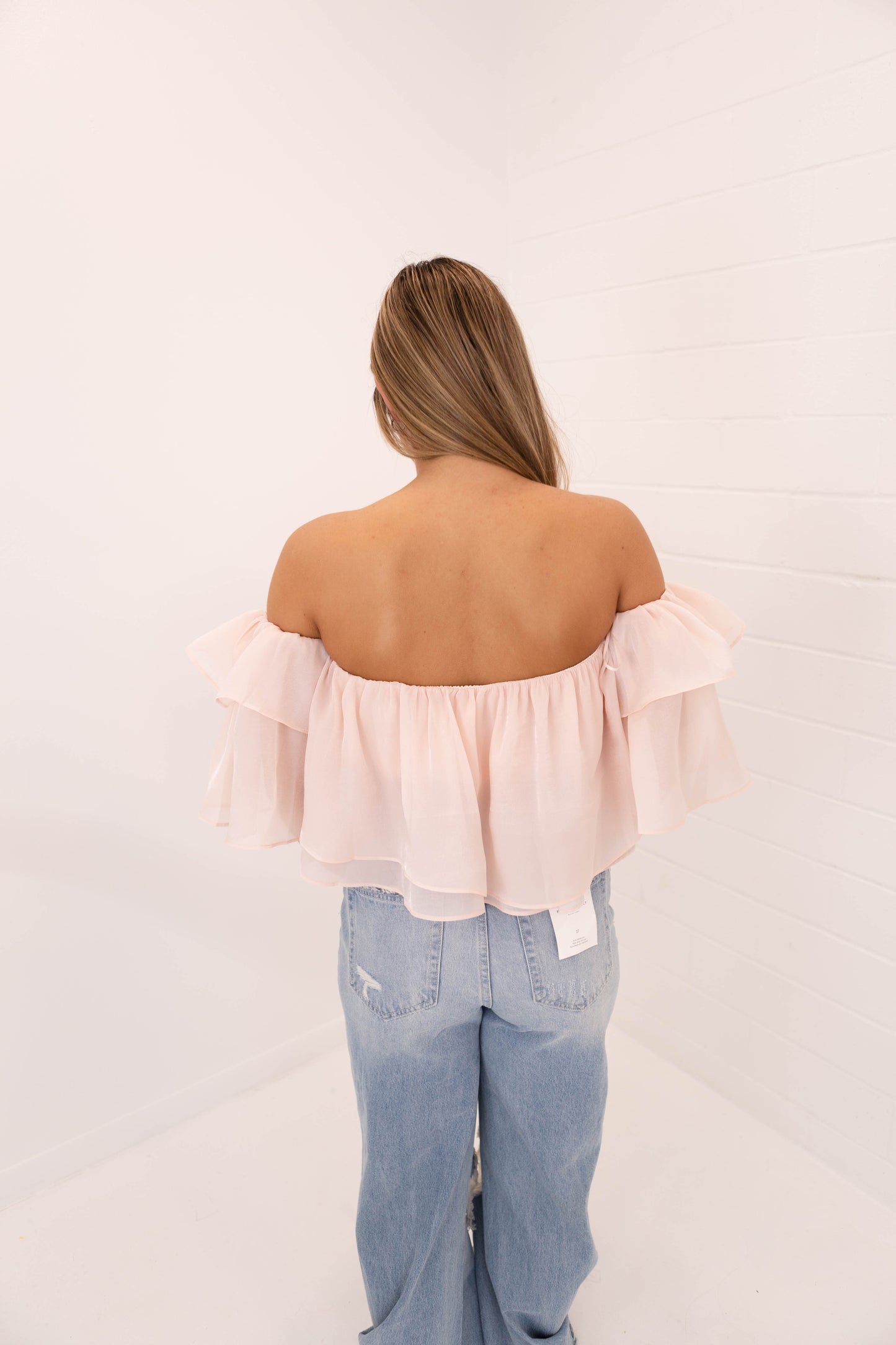 Pale Pink Off the Shoulder Top
