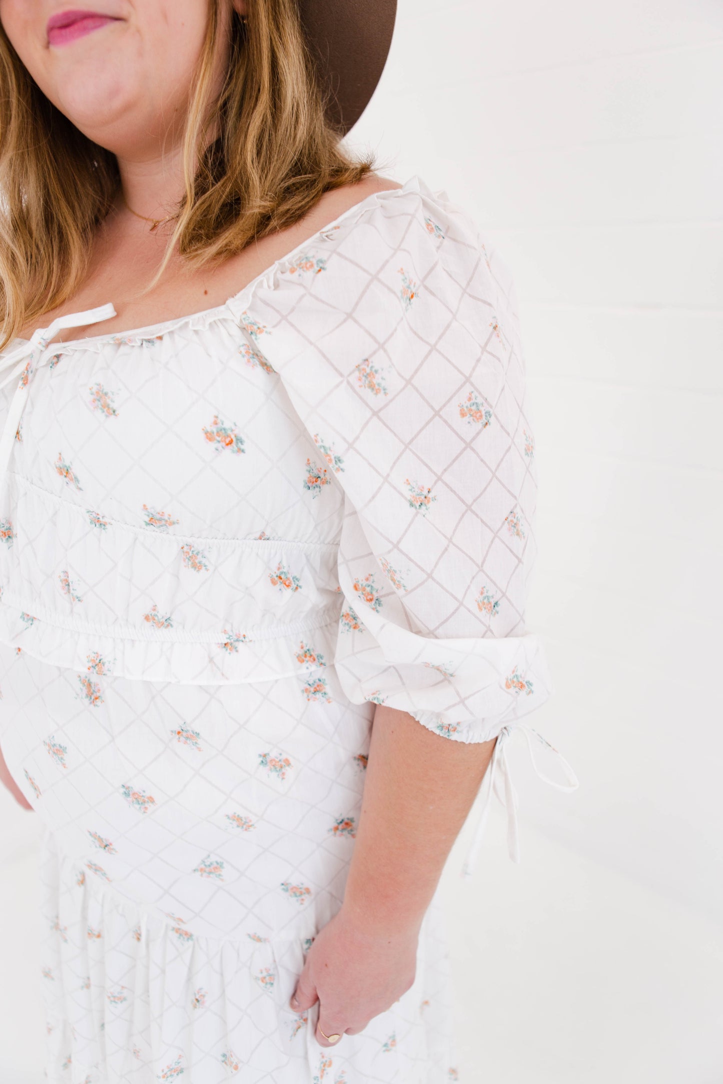 White Floral Cottage Core Midi