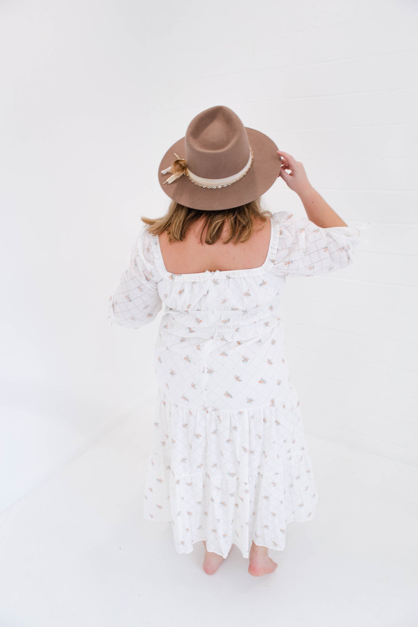 White Floral Cottage Core Midi