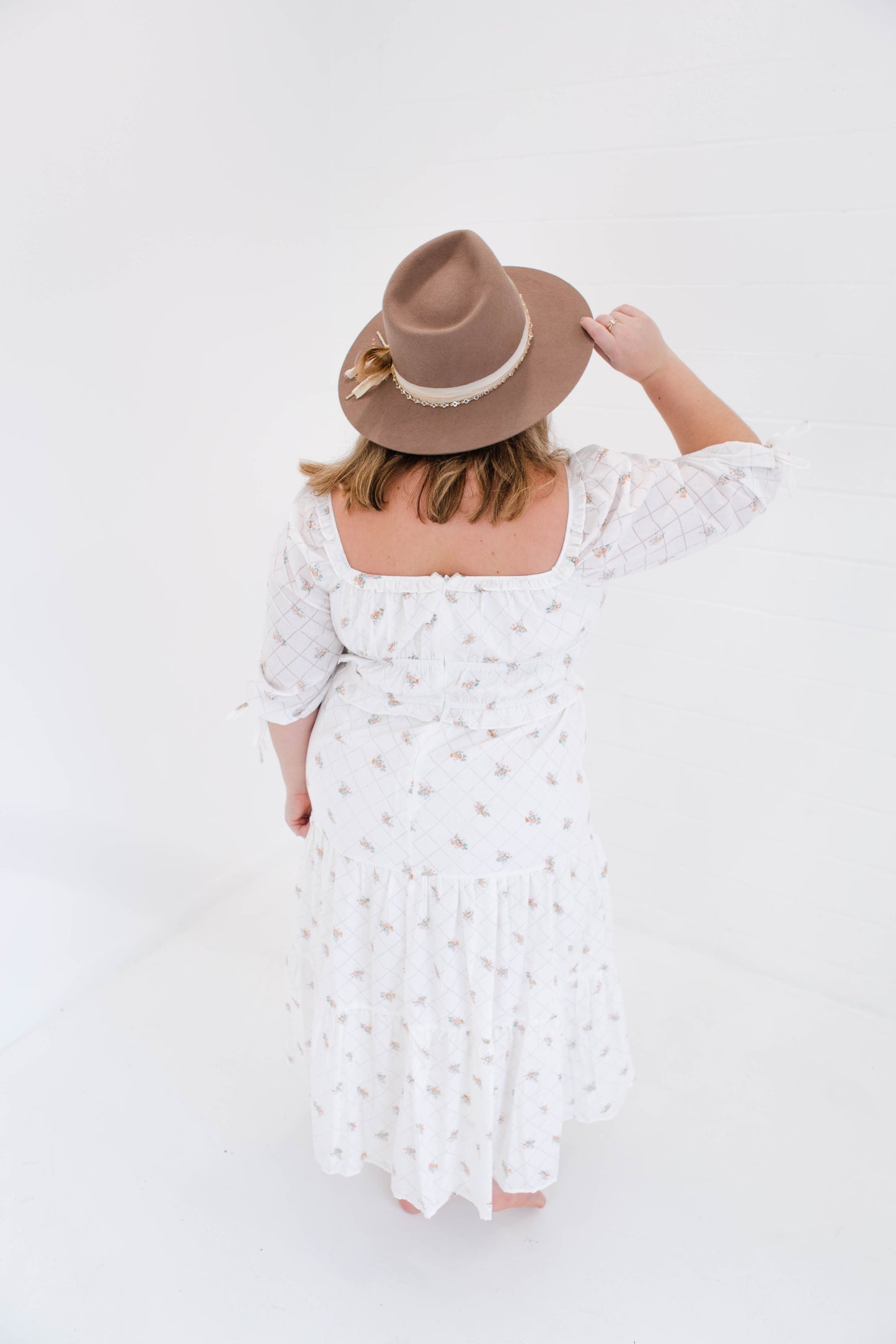 White Floral Cottage Core Midi