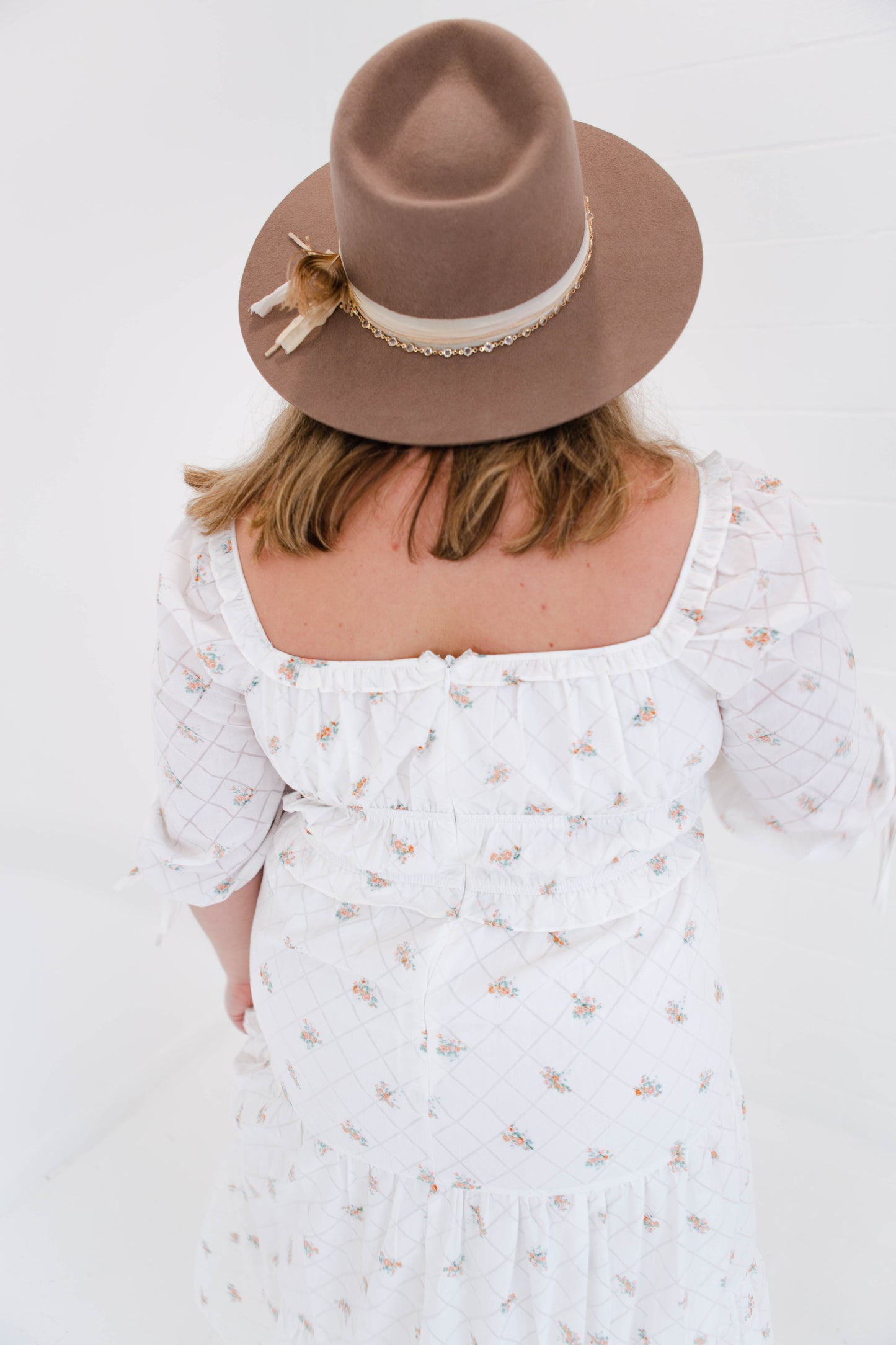 White Floral Cottage Core Midi