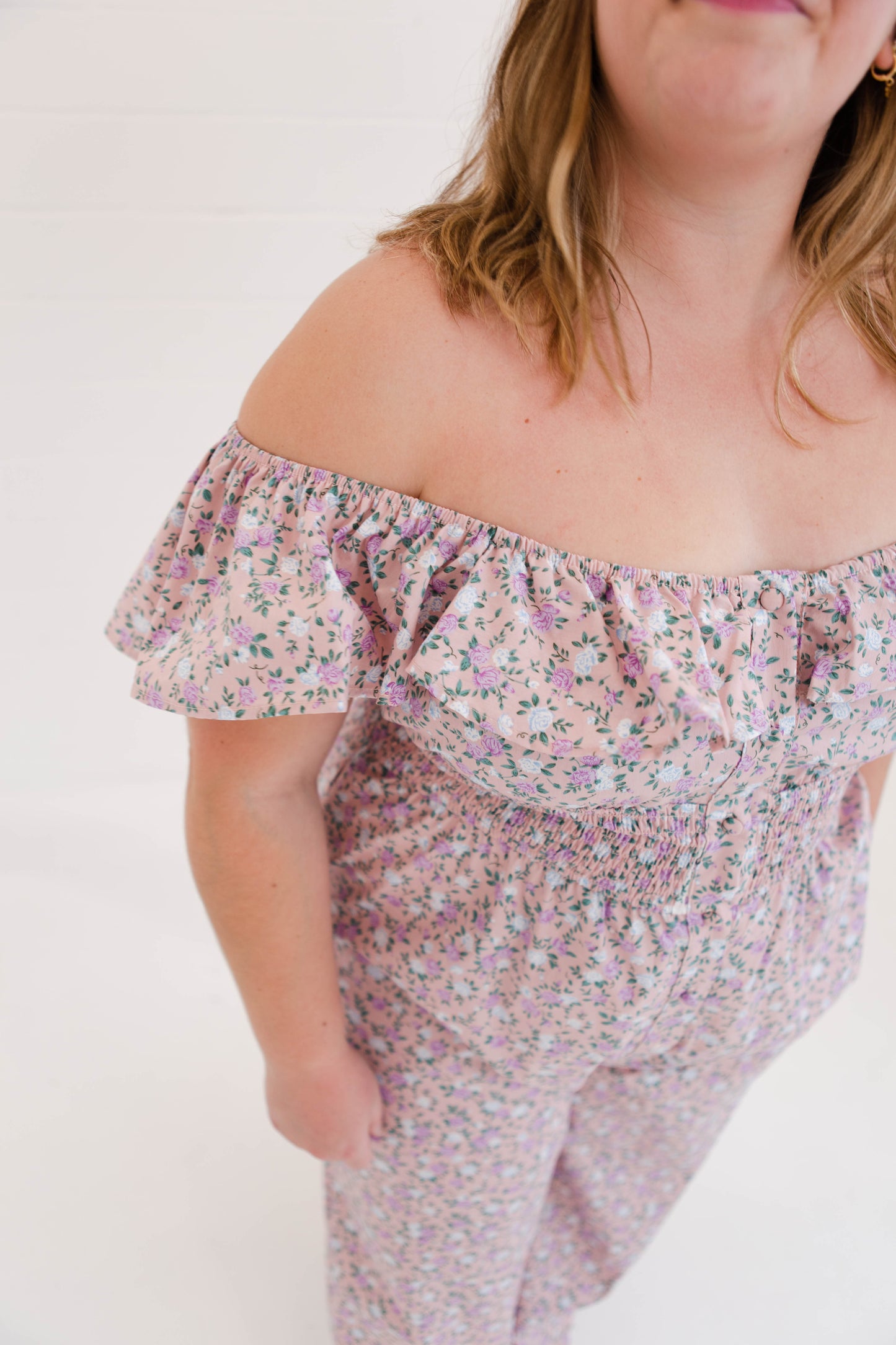 Floral Print Sleeveless Ruffled Jumper