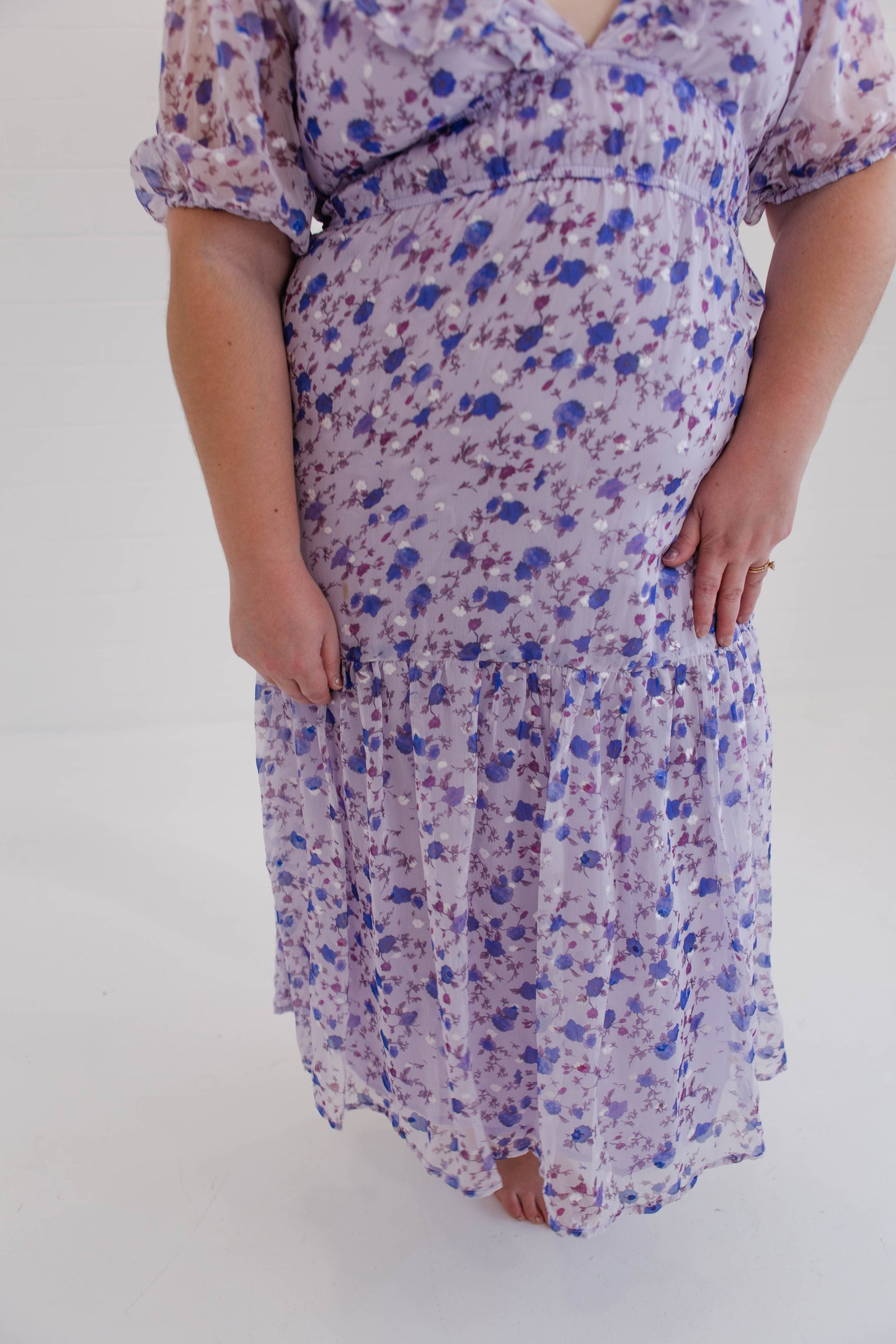 Purple Small Floral Midi Dress