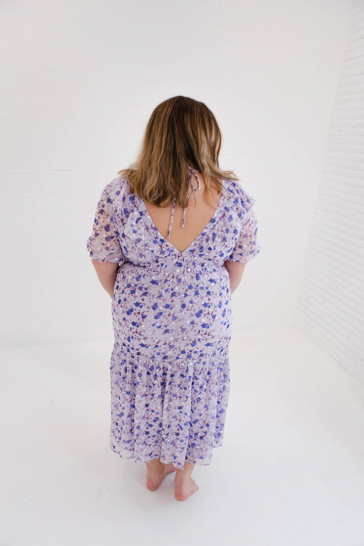 Purple Small Floral Midi Dress