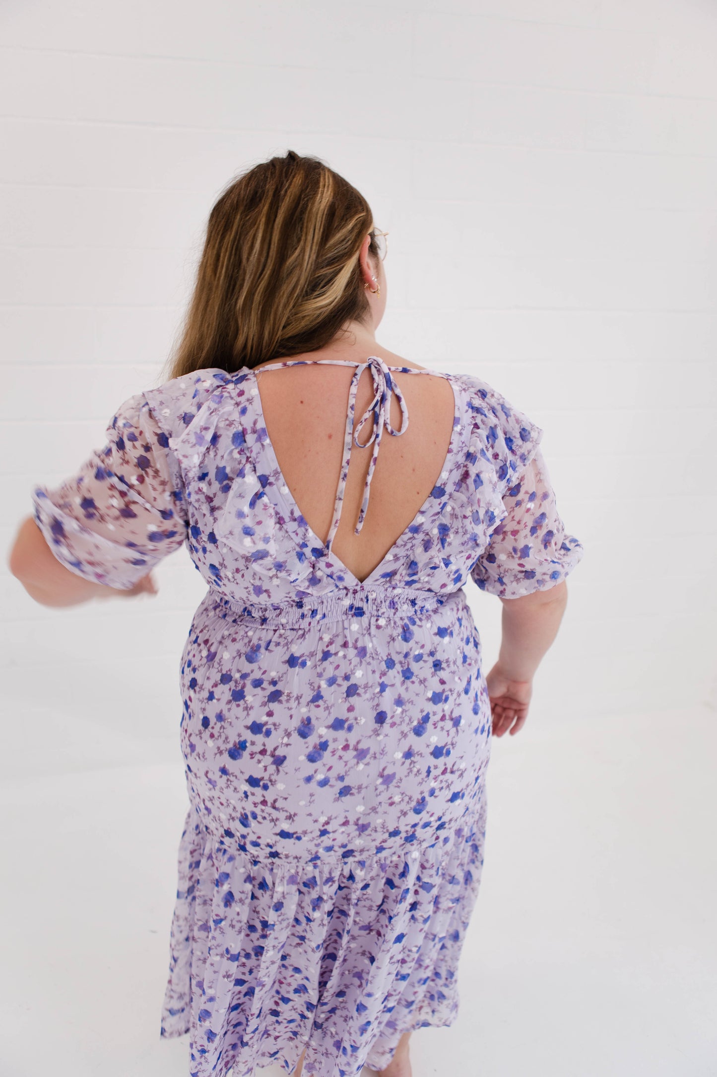 Purple Small Floral Midi Dress
