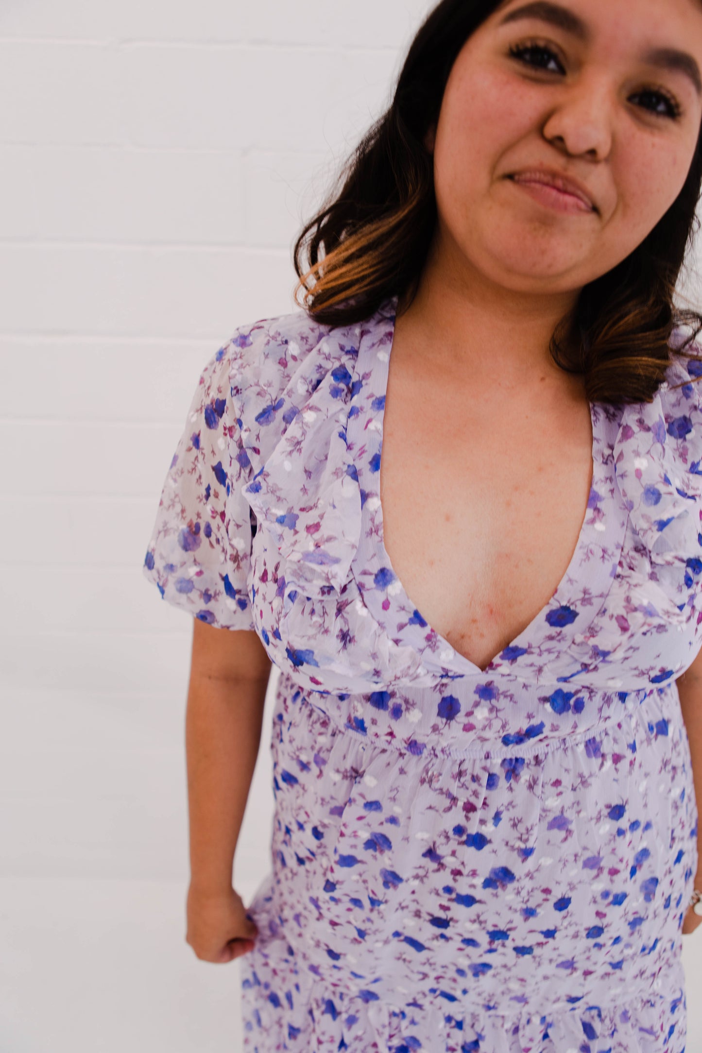 Purple Small Floral Midi Dress