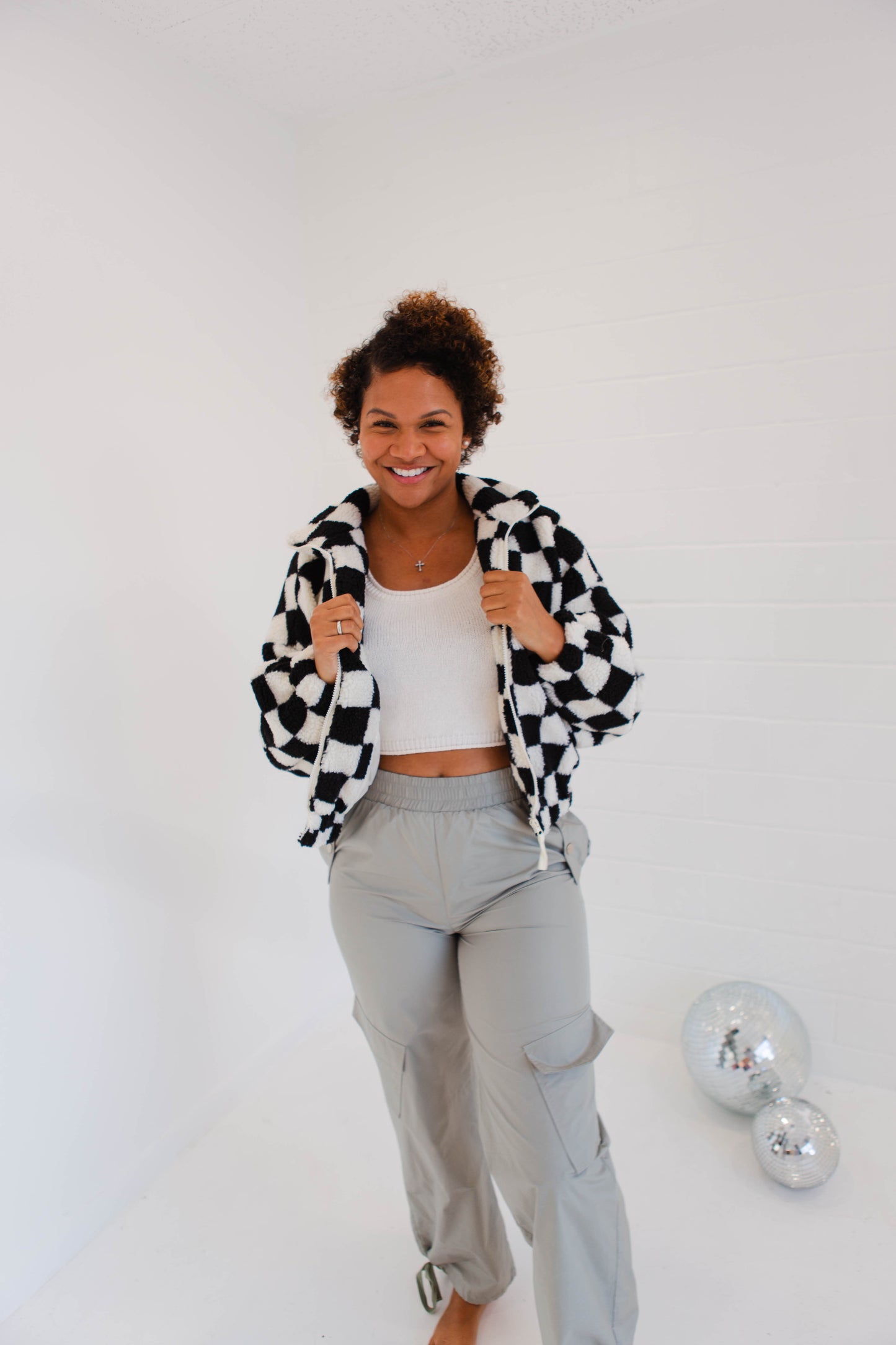 Alayna Black & White Check Jacket