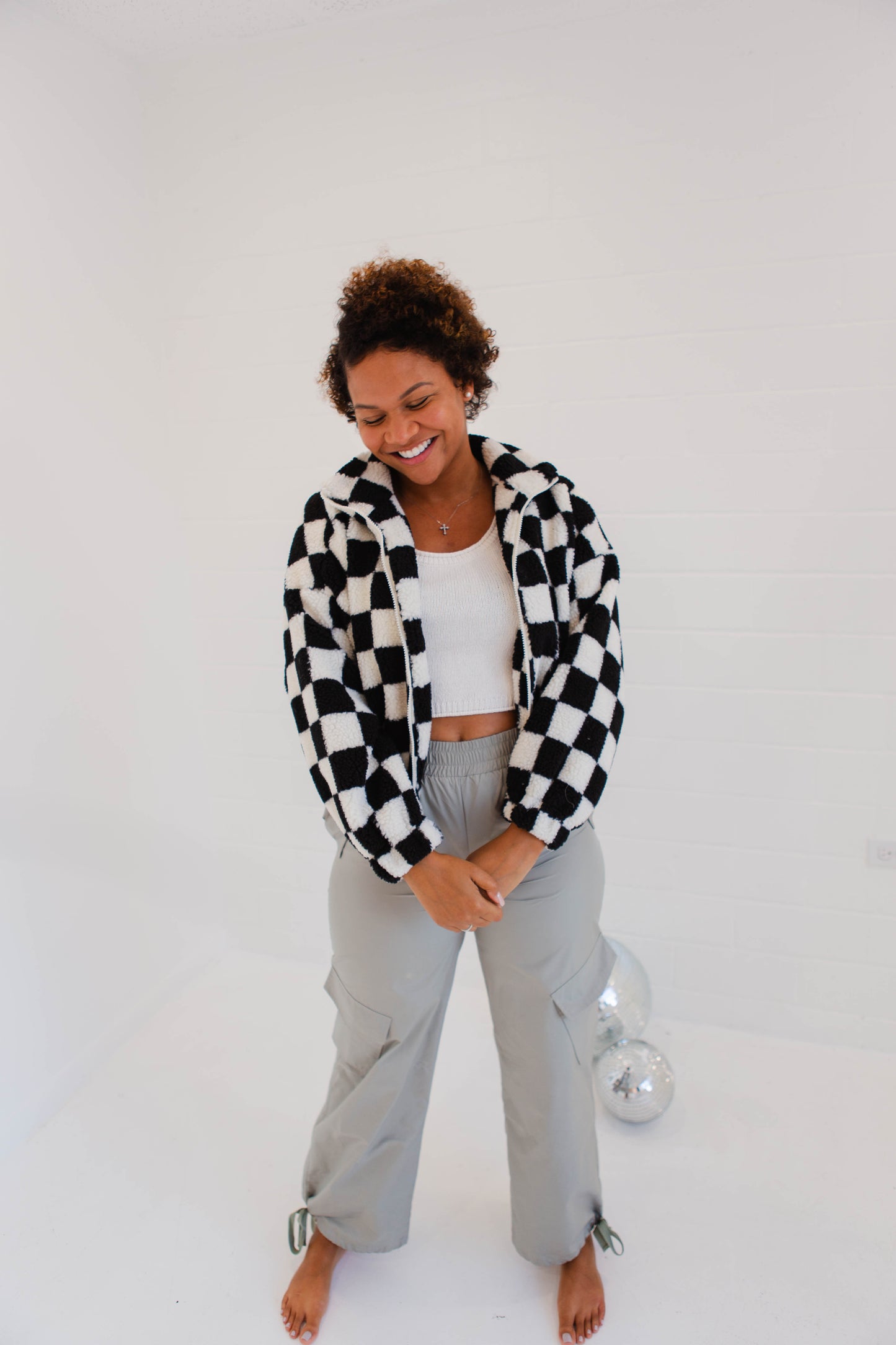 Alayna Black & White Check Jacket