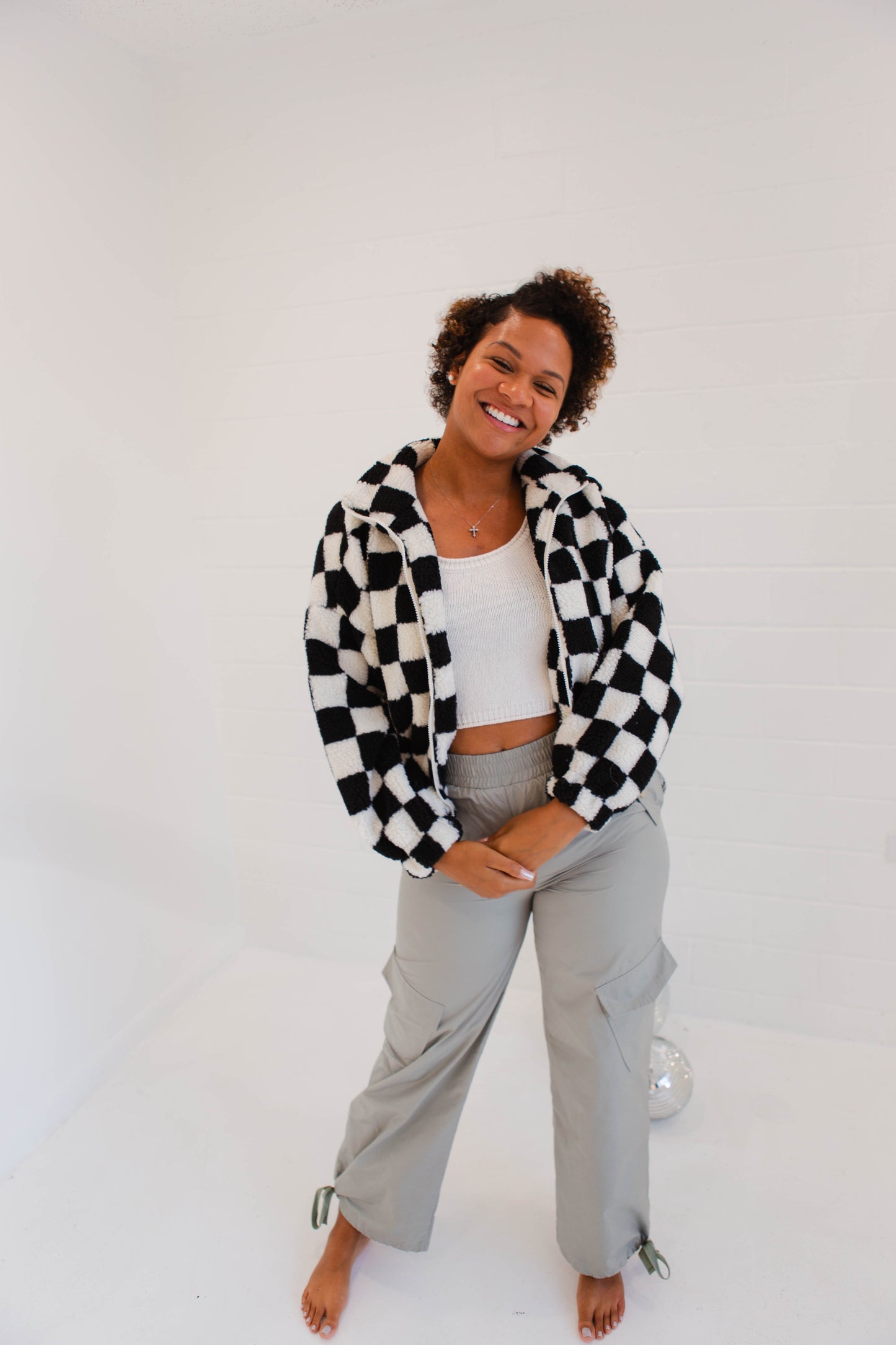 Alayna Black & White Check Jacket