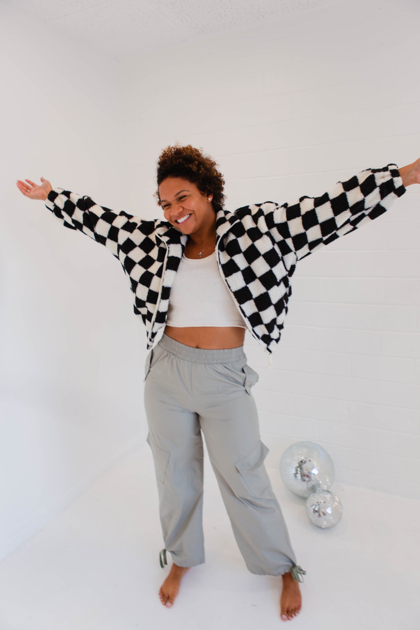 Alayna Black & White Check Jacket