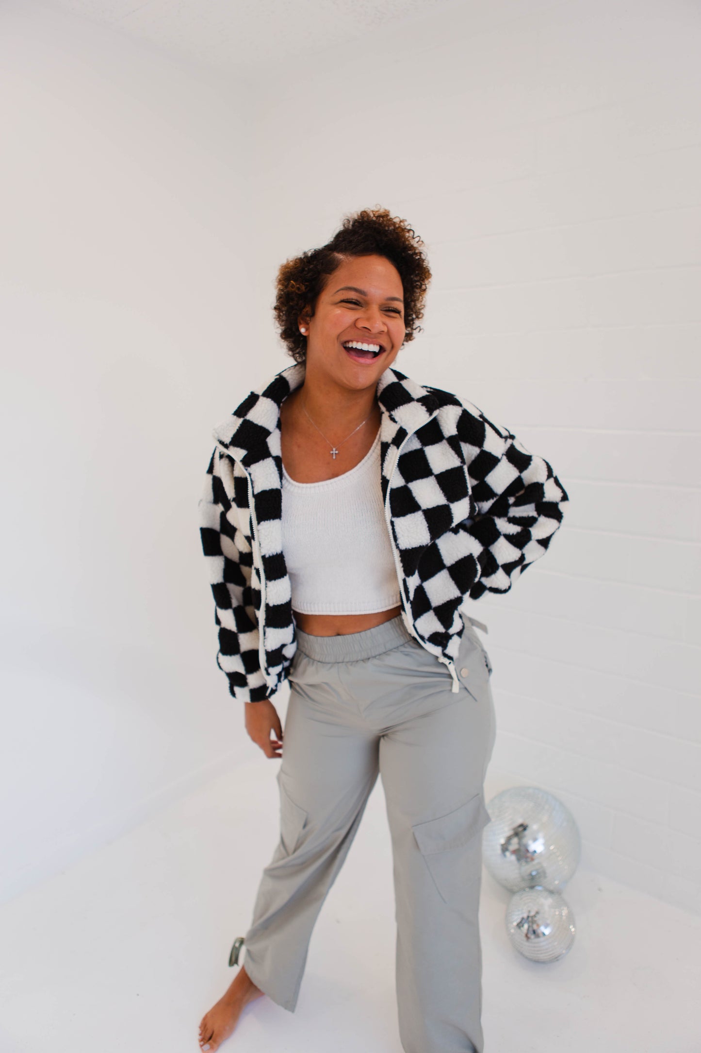 Alayna Black & White Check Jacket