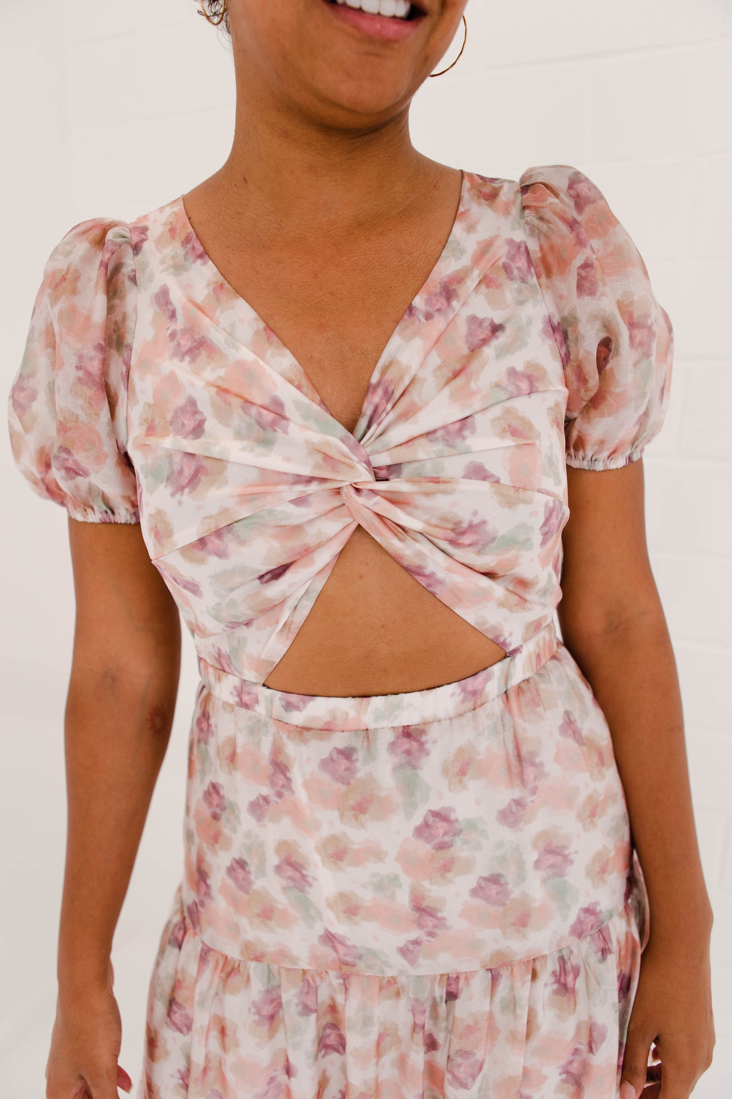 Painted Floral Ruffled Dress