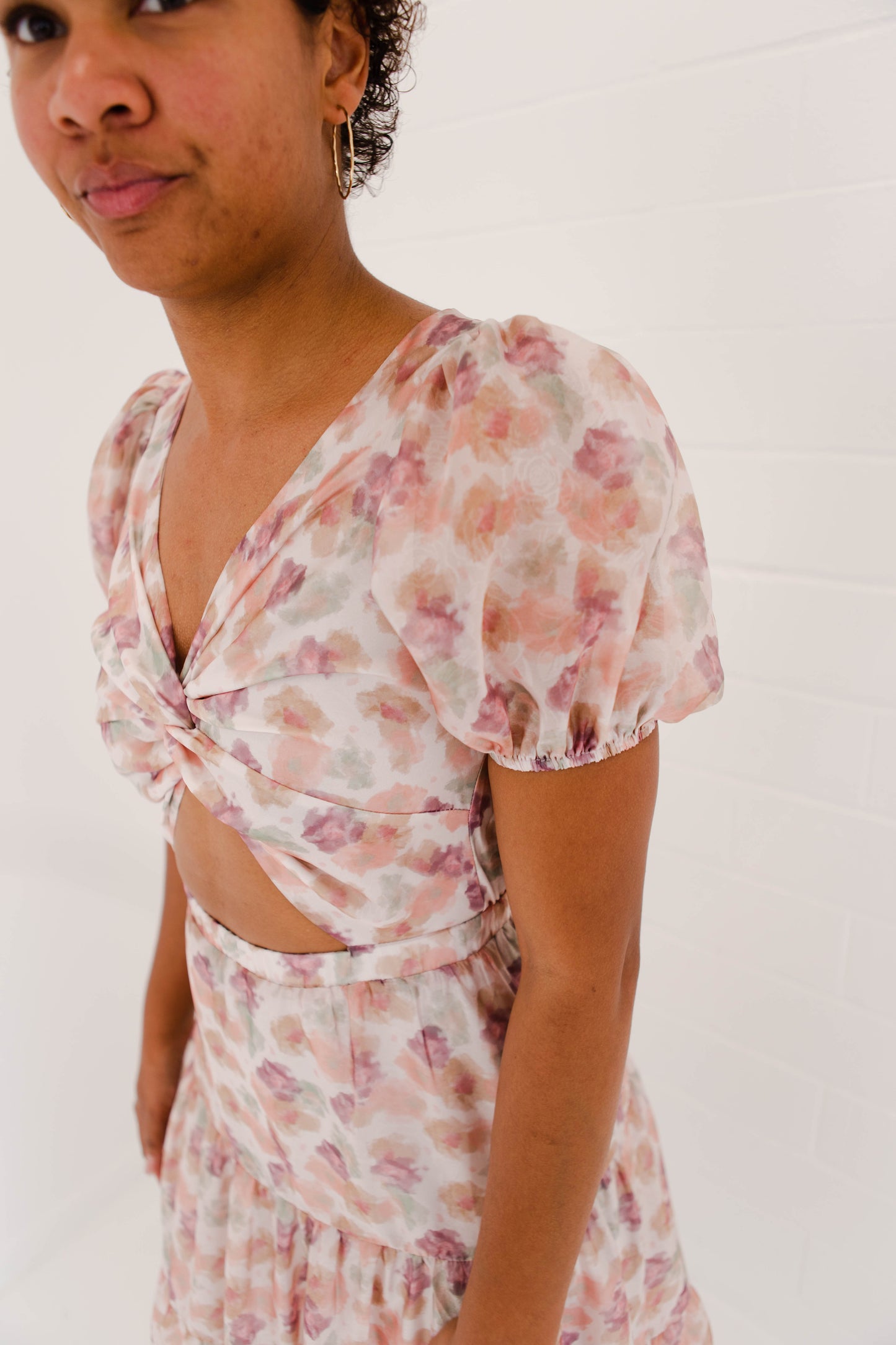 Painted Floral Ruffled Dress
