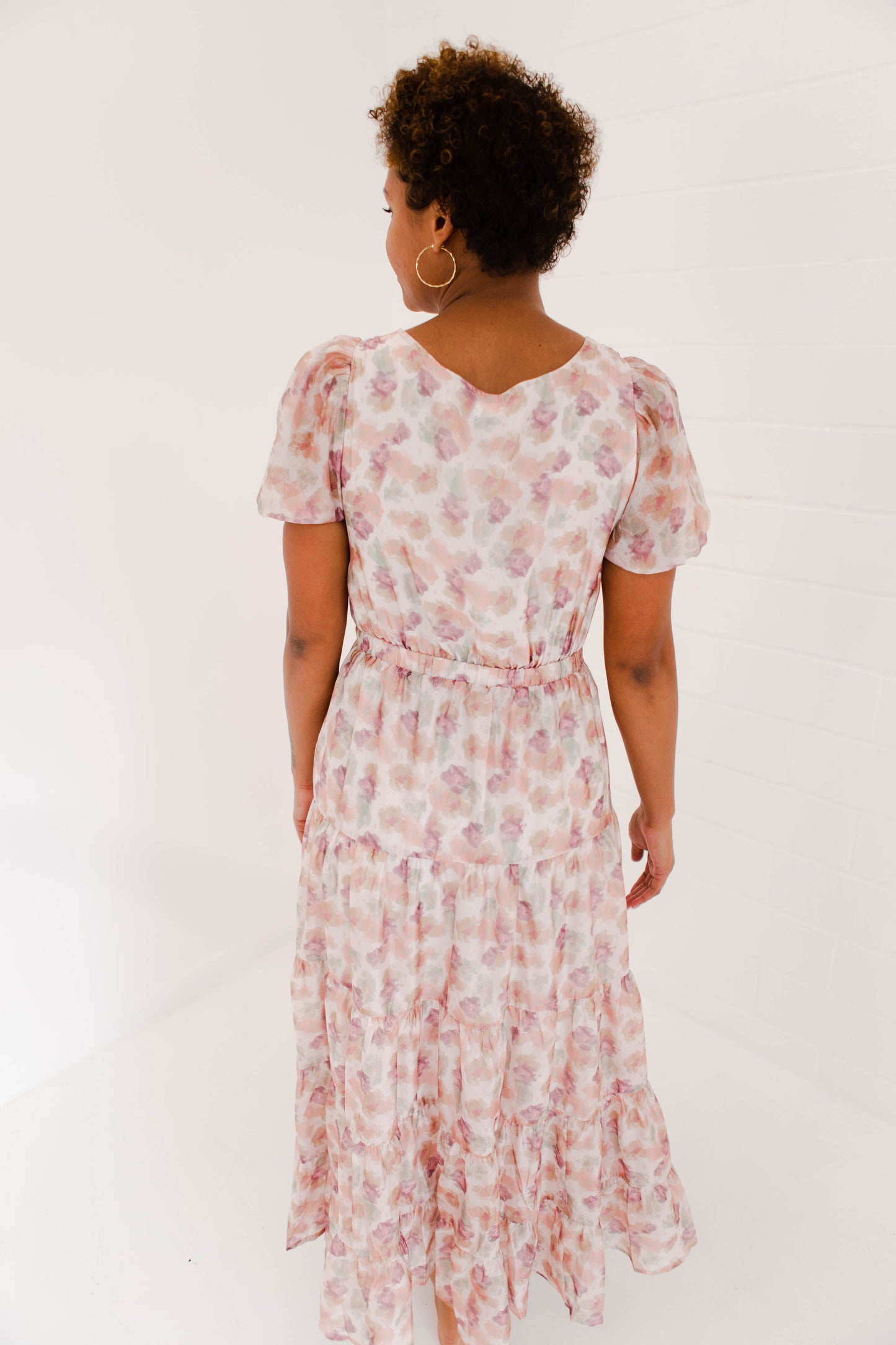 Painted Floral Ruffled Dress
