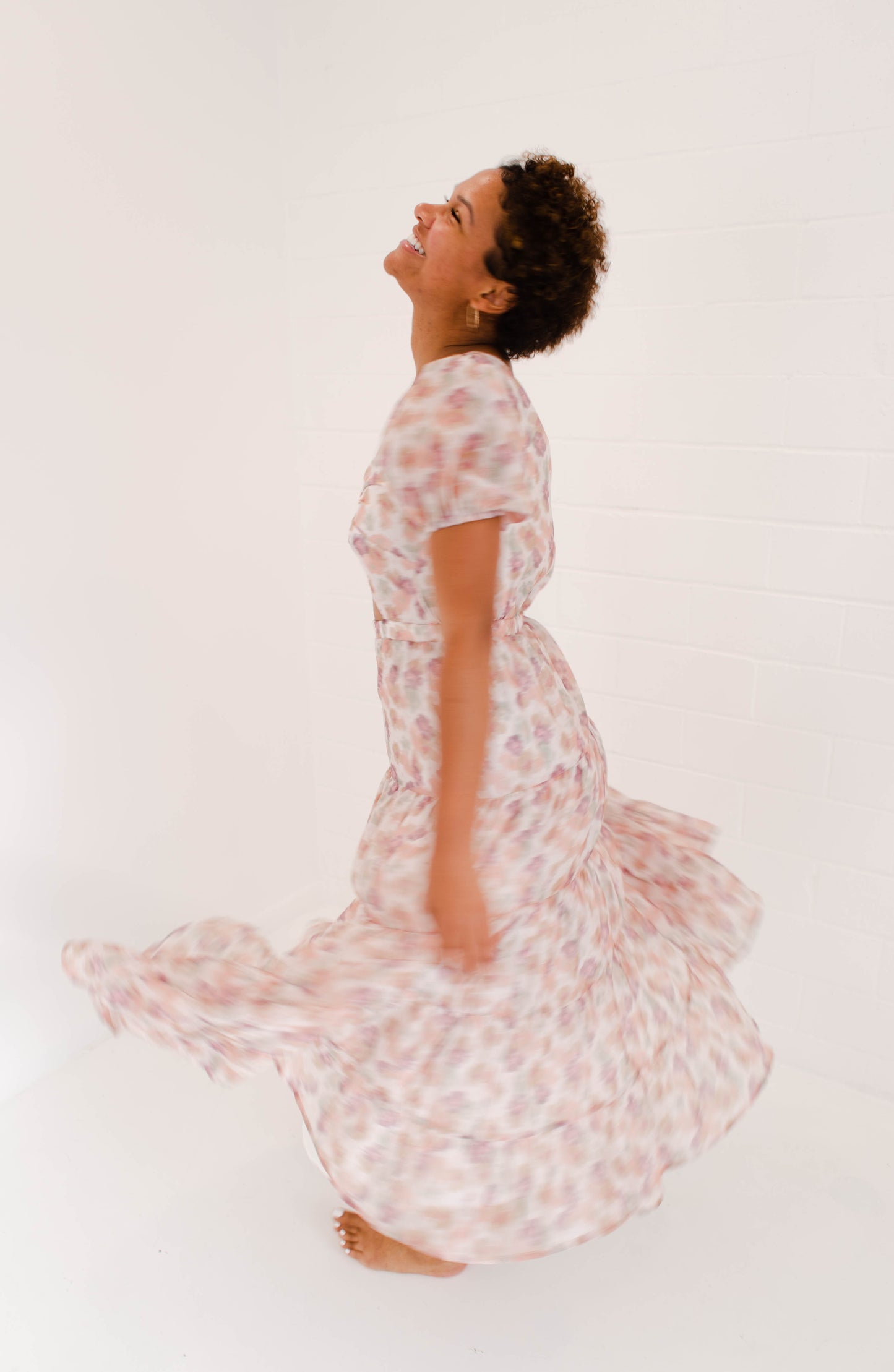 Painted Floral Ruffled Dress