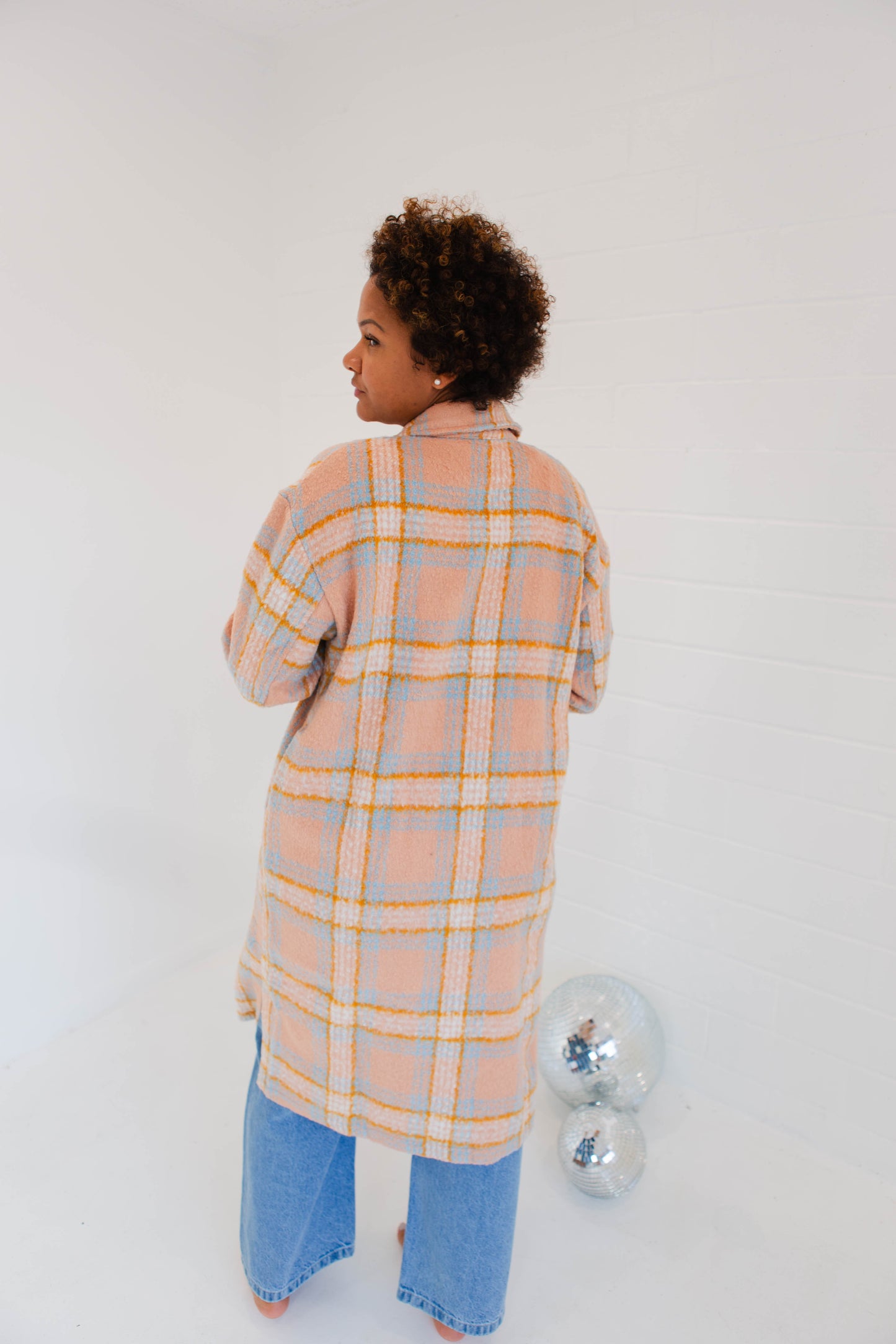 Just Peachy Plaid Long Shacket