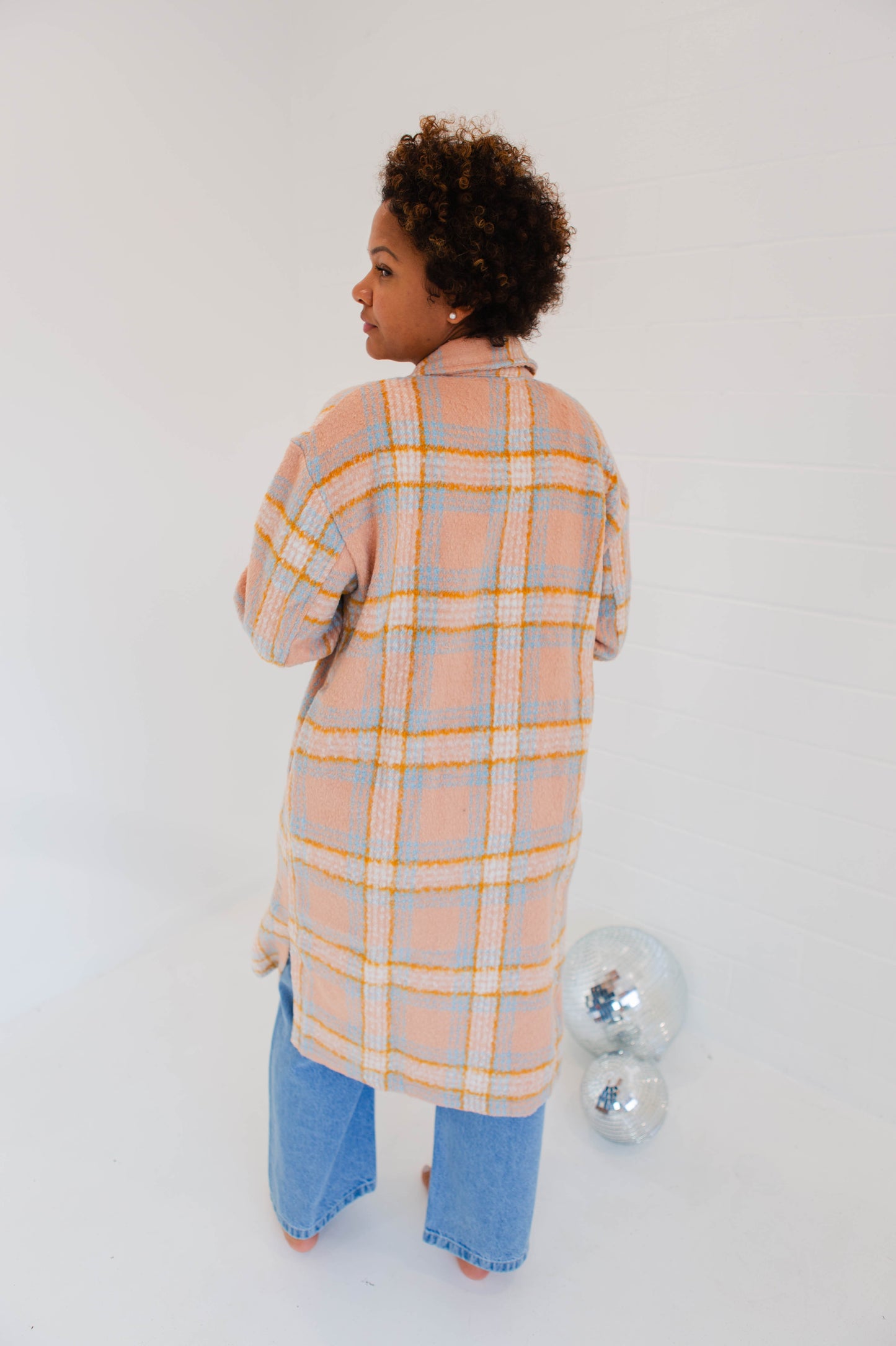 Just Peachy Plaid Long Shacket