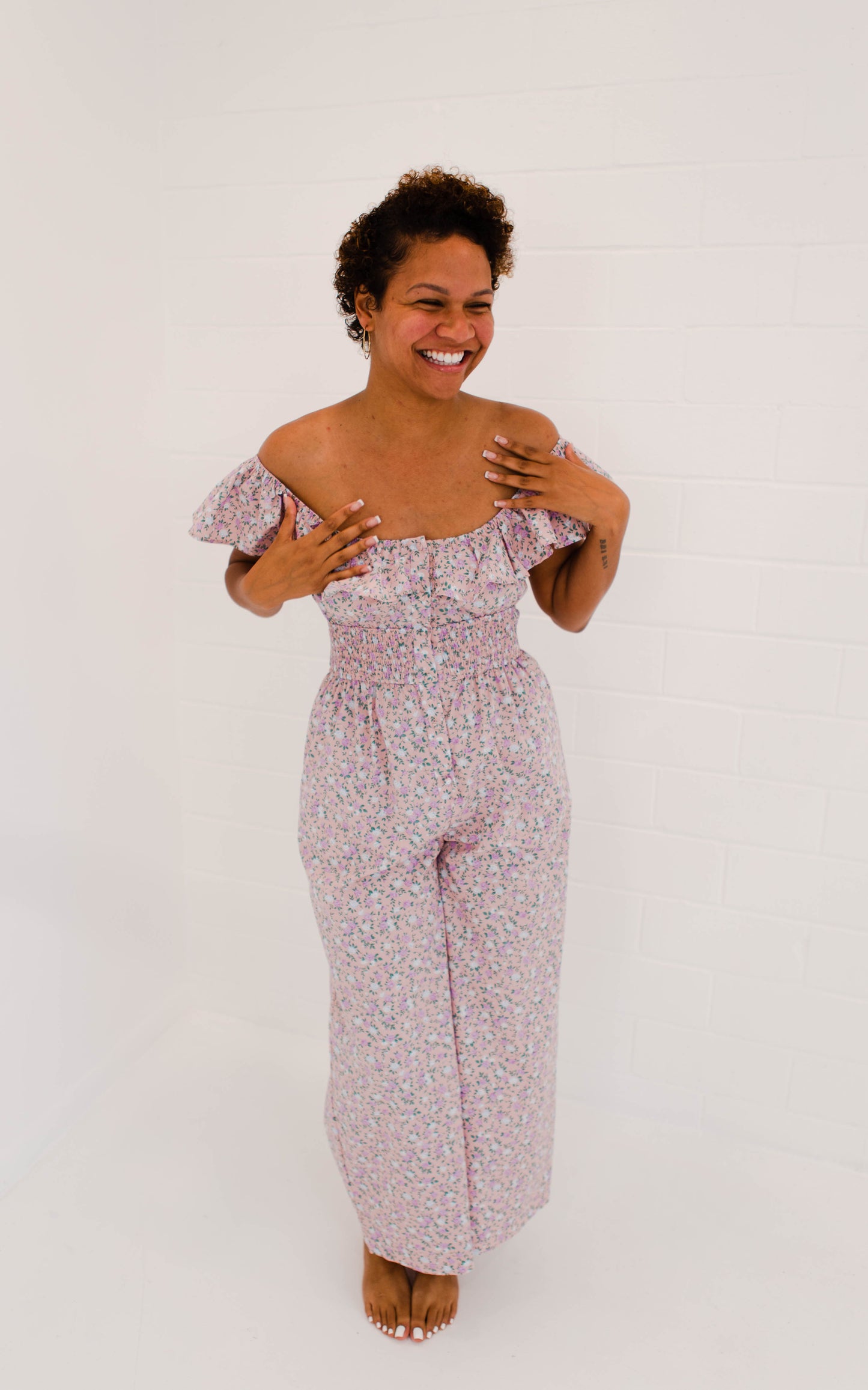 Floral Print Sleeveless Ruffled Jumper