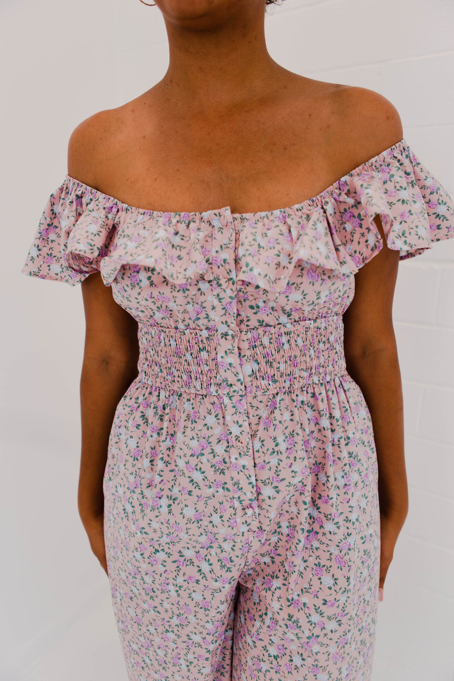 Floral Print Sleeveless Ruffled Jumper