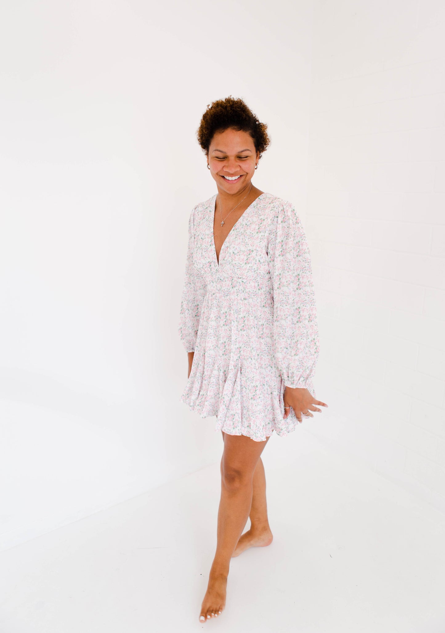 Ditsy floral Open Back Mini Dress