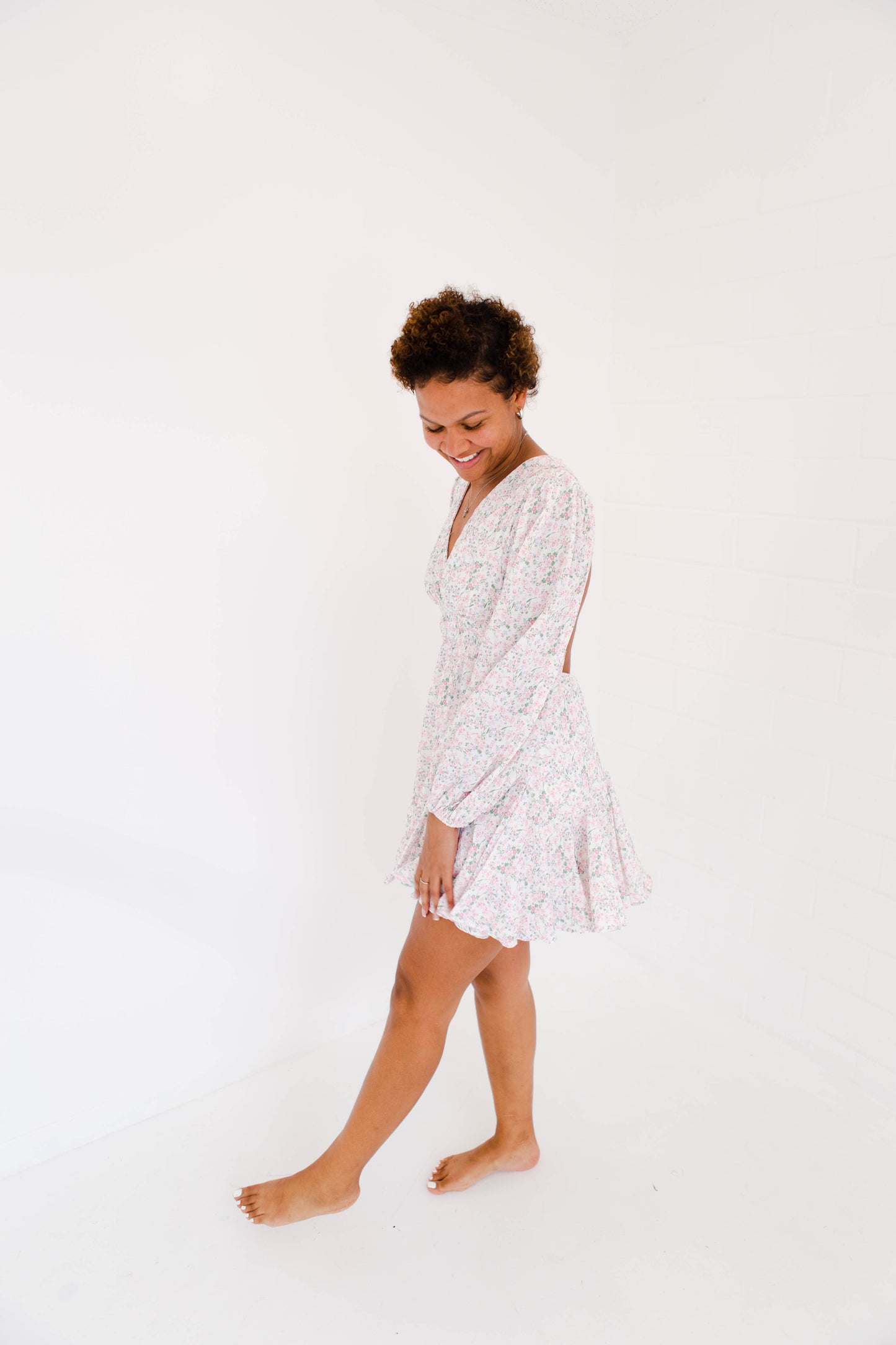 Ditsy floral Open Back Mini Dress