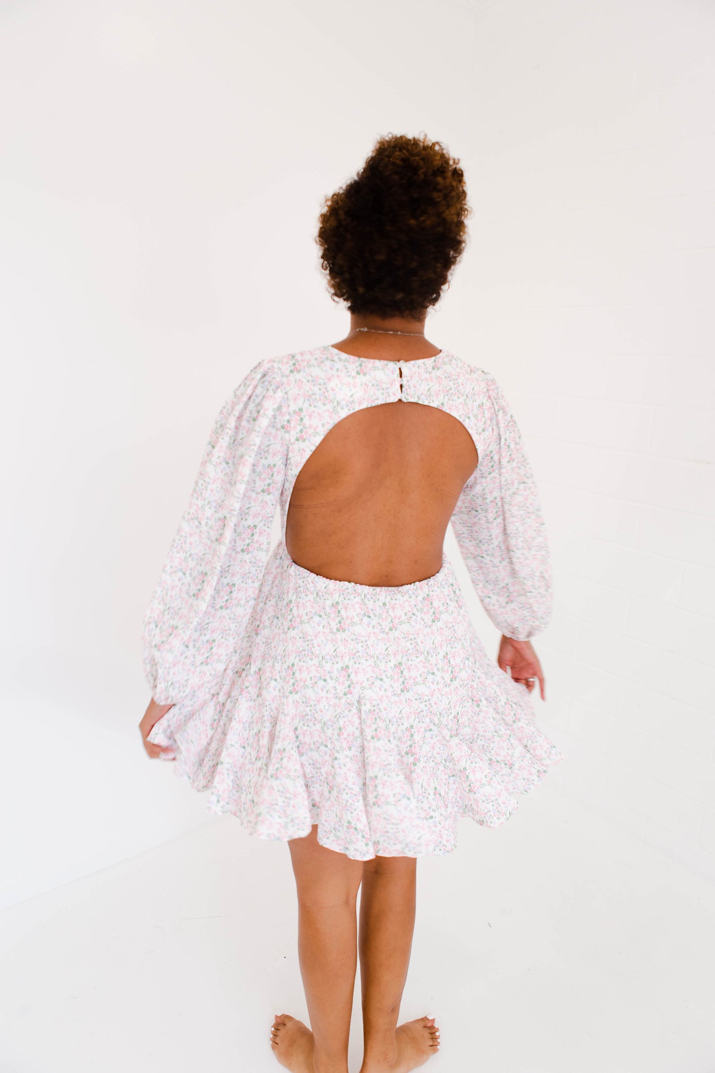 Ditsy floral Open Back Mini Dress