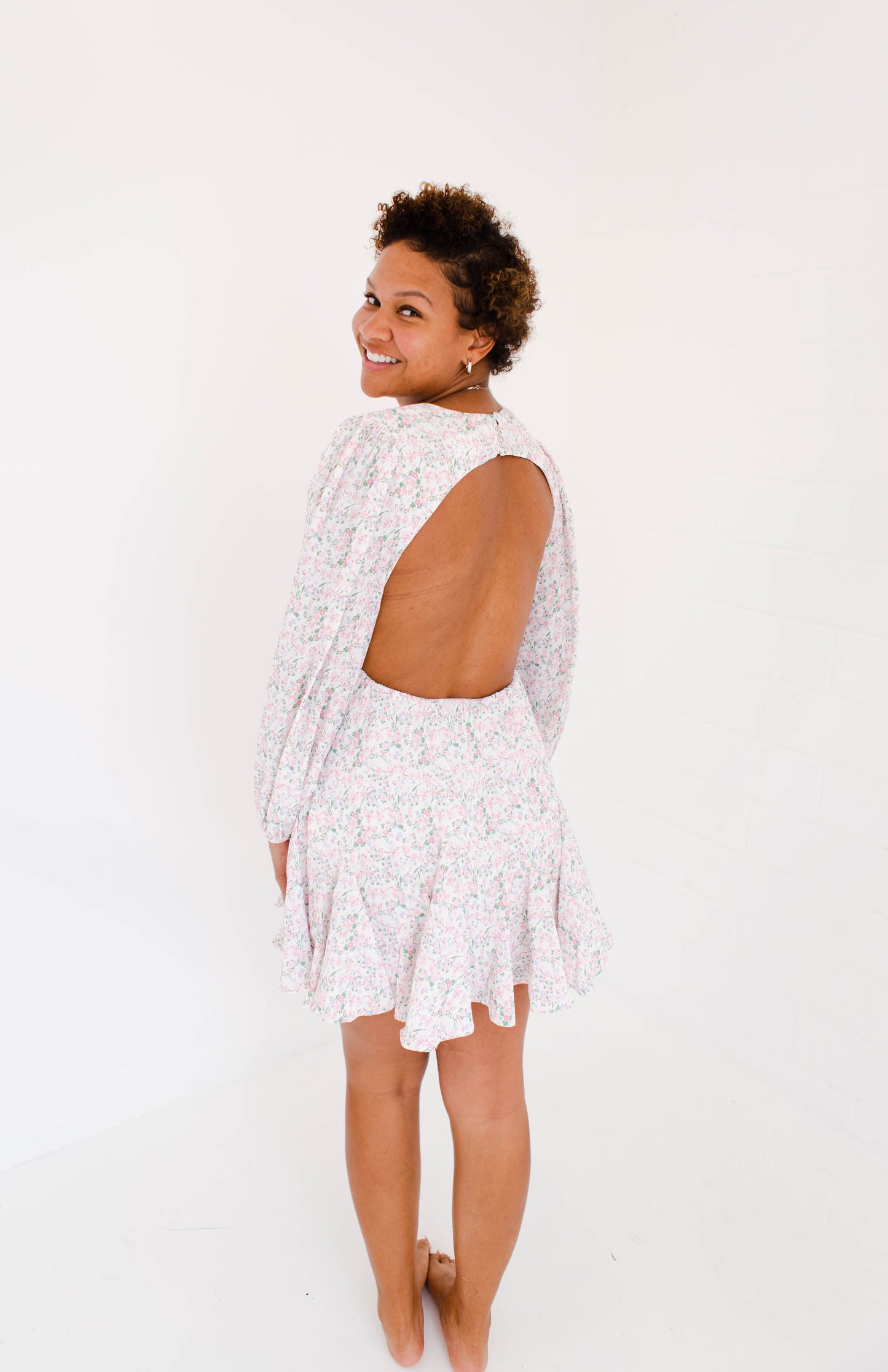 Ditsy floral Open Back Mini Dress