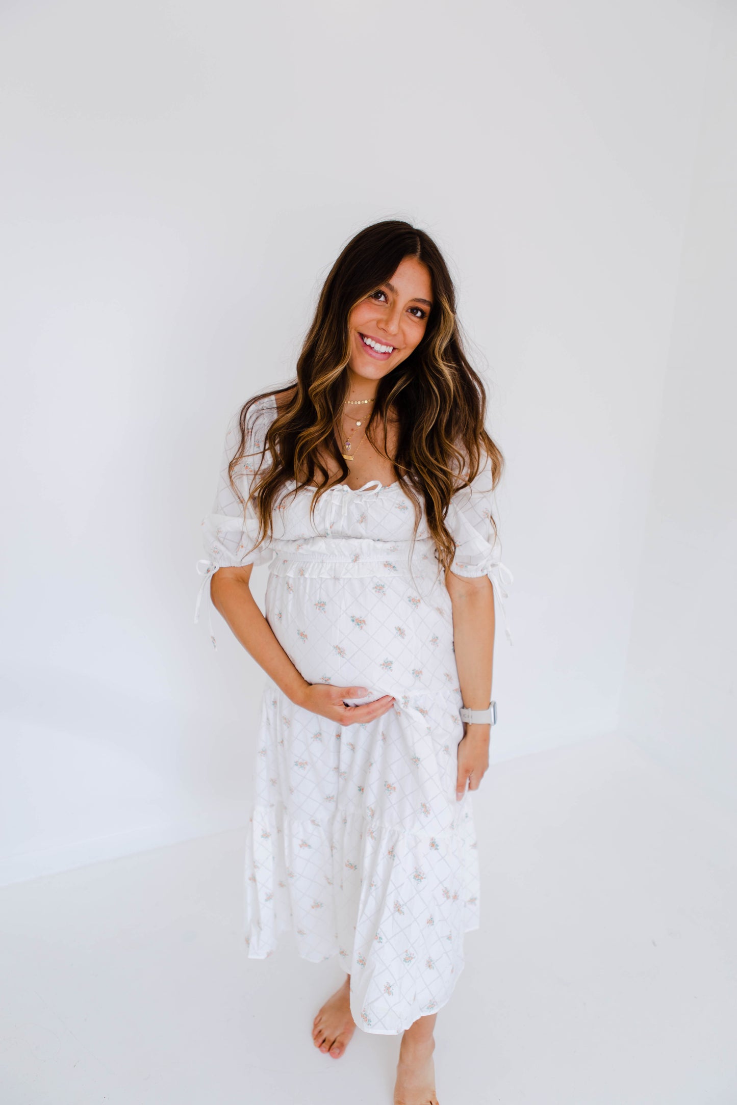 White Floral Cottage Core Midi