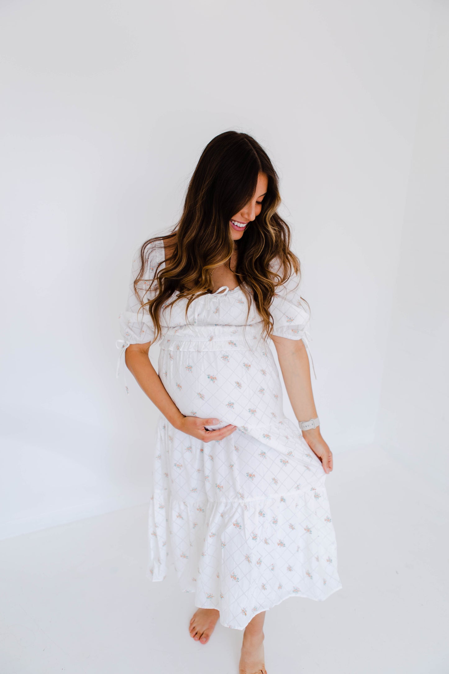 White Floral Cottage Core Midi