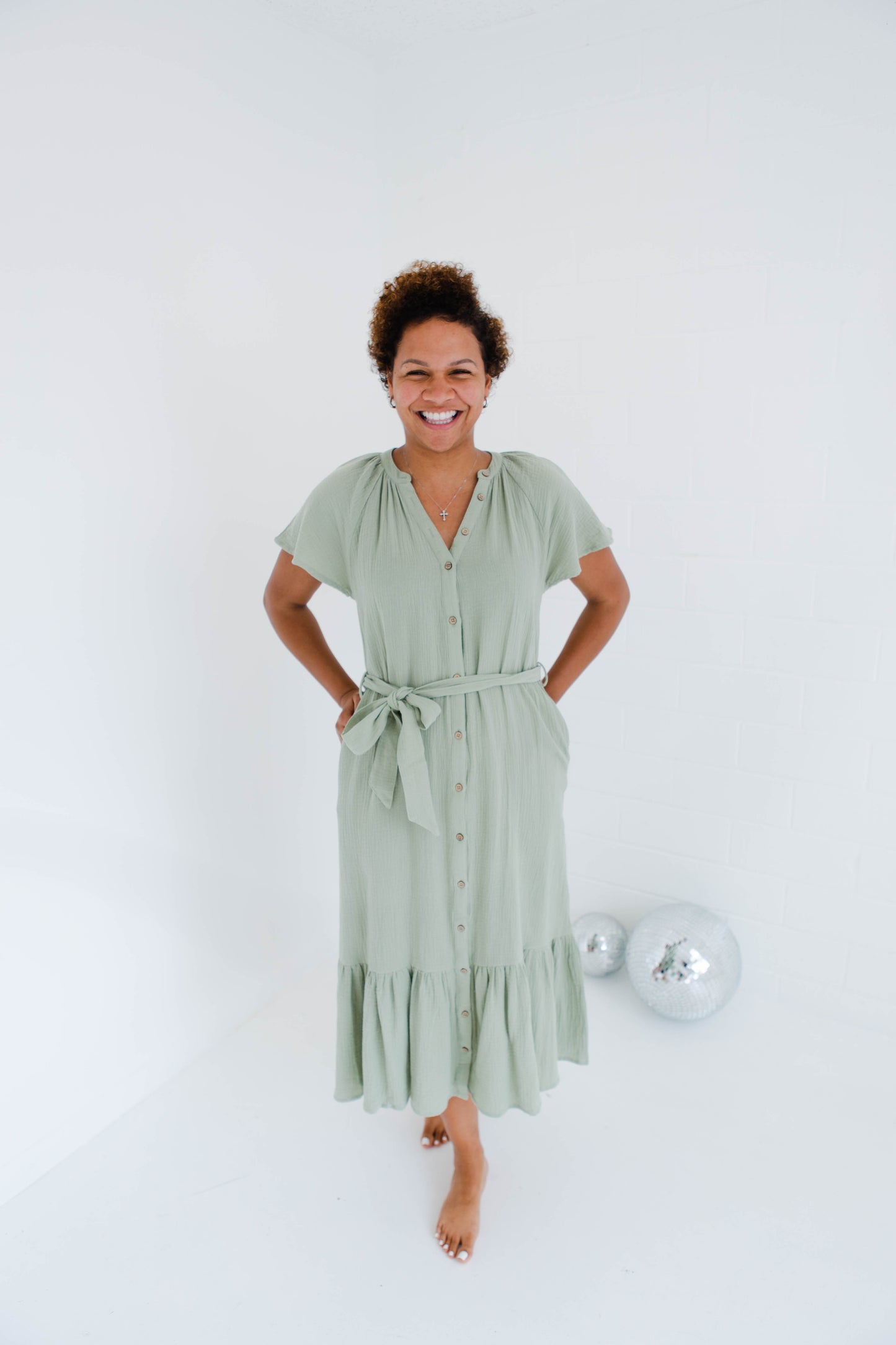 Cotton Gauze Ruffle Tier Midi