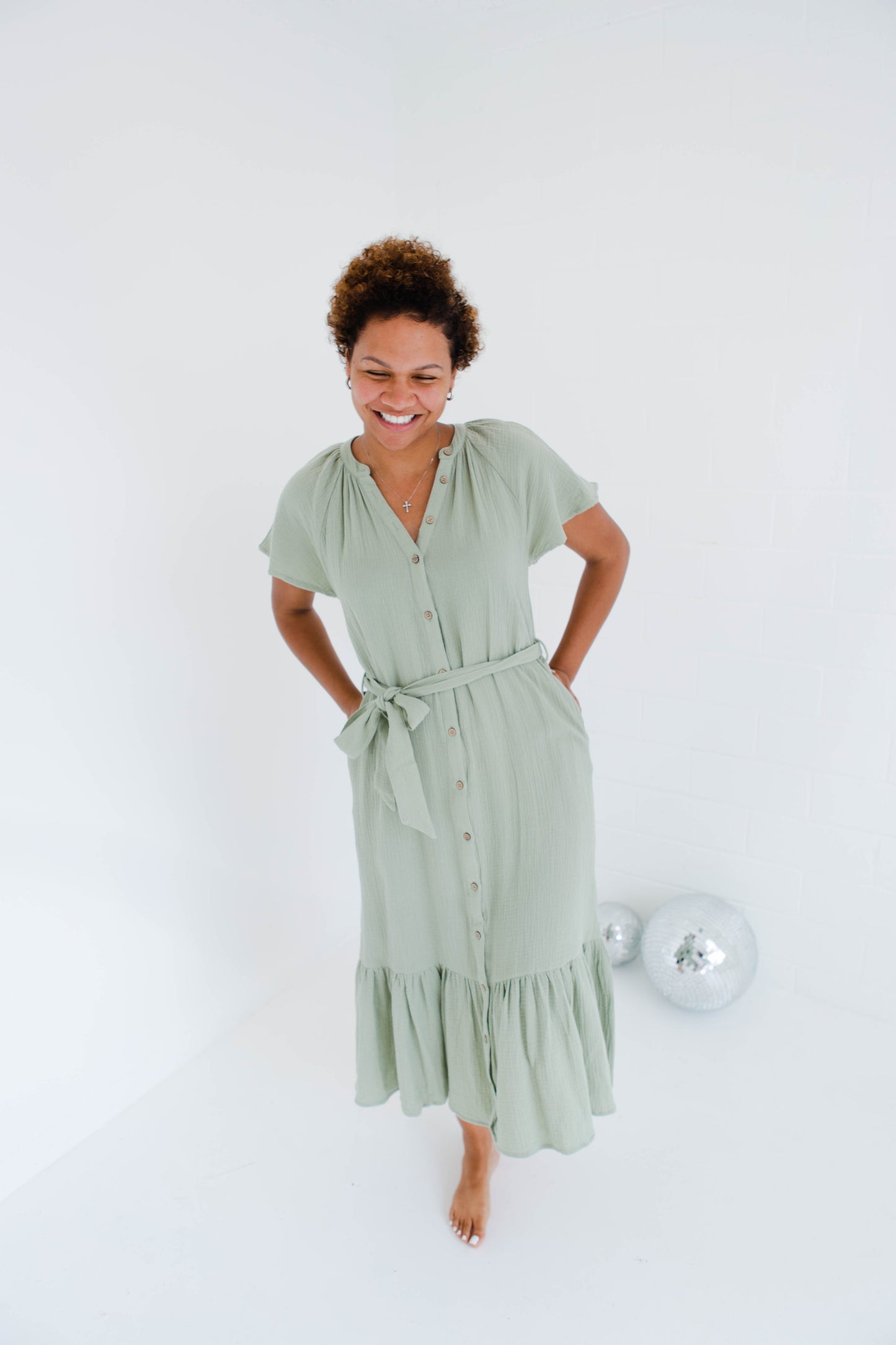 Cotton Gauze Ruffle Tier Midi