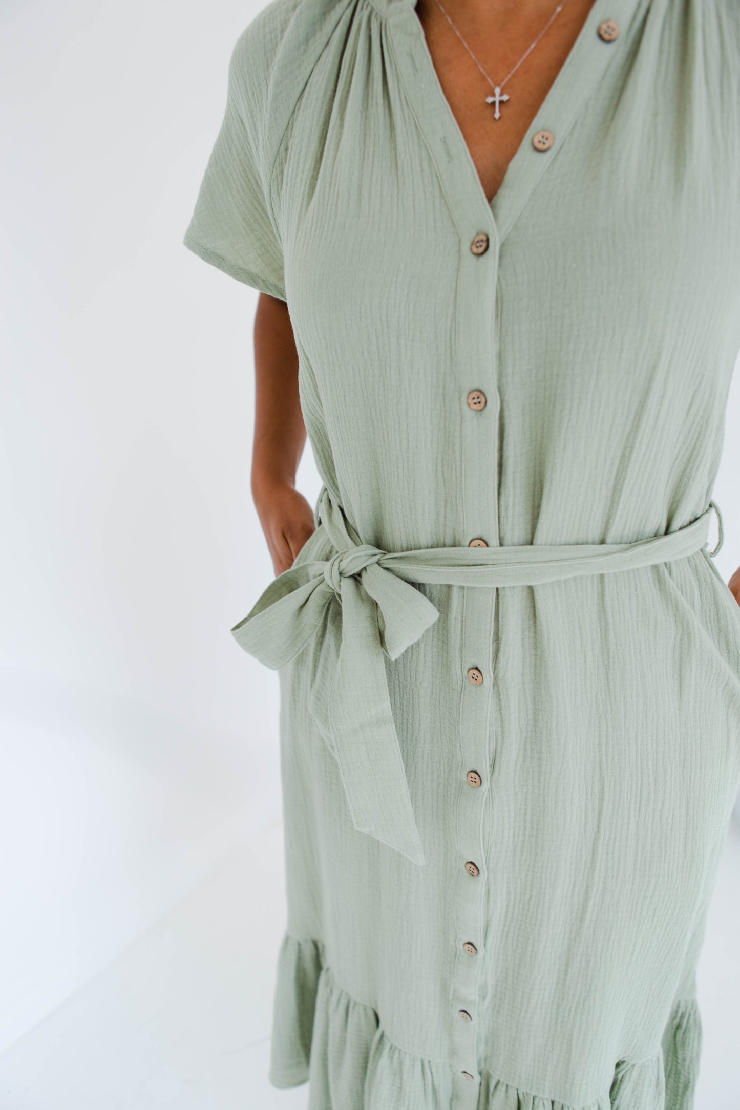 Cotton Gauze Ruffle Tier Midi