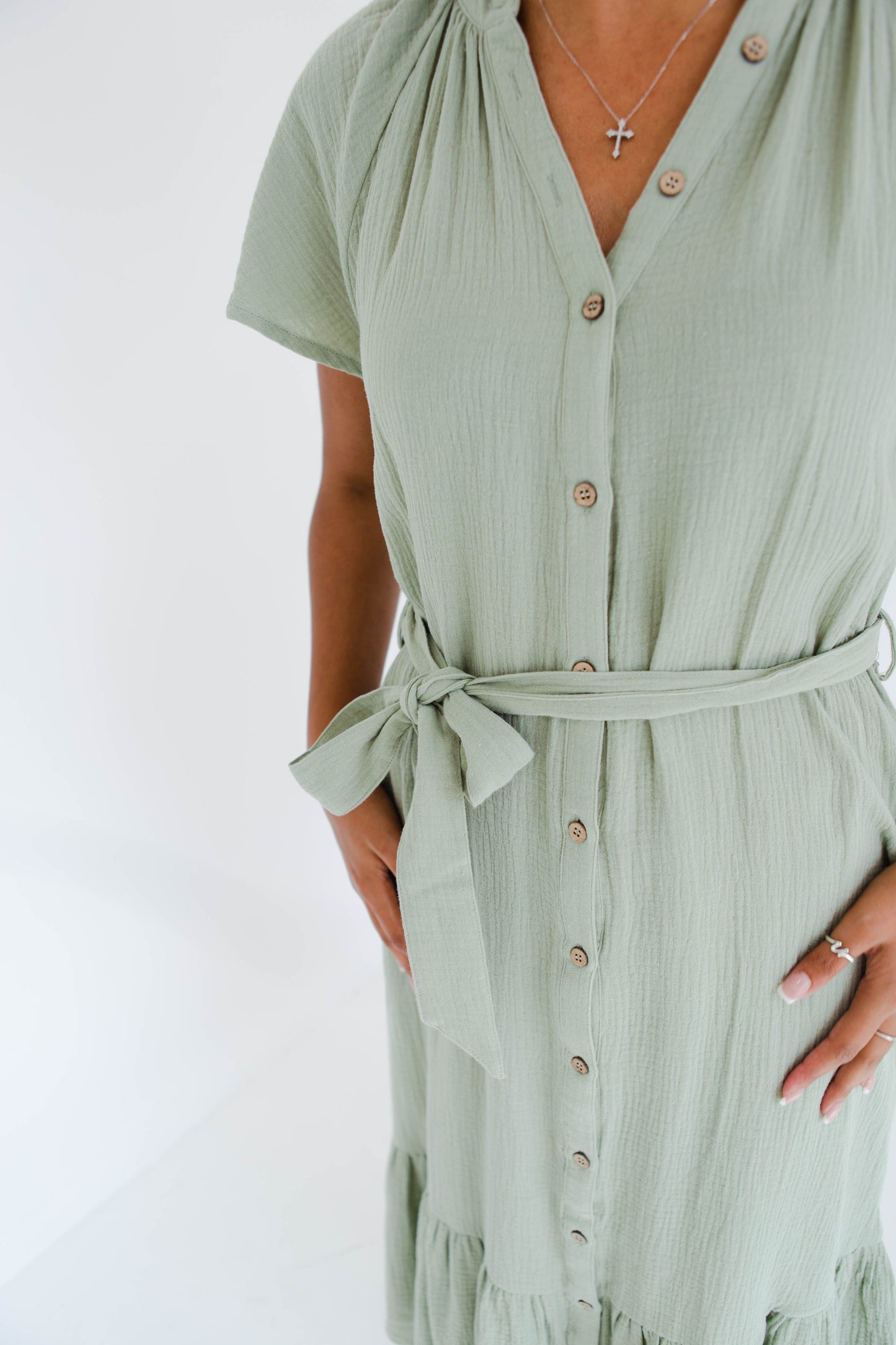 Cotton Gauze Ruffle Tier Midi