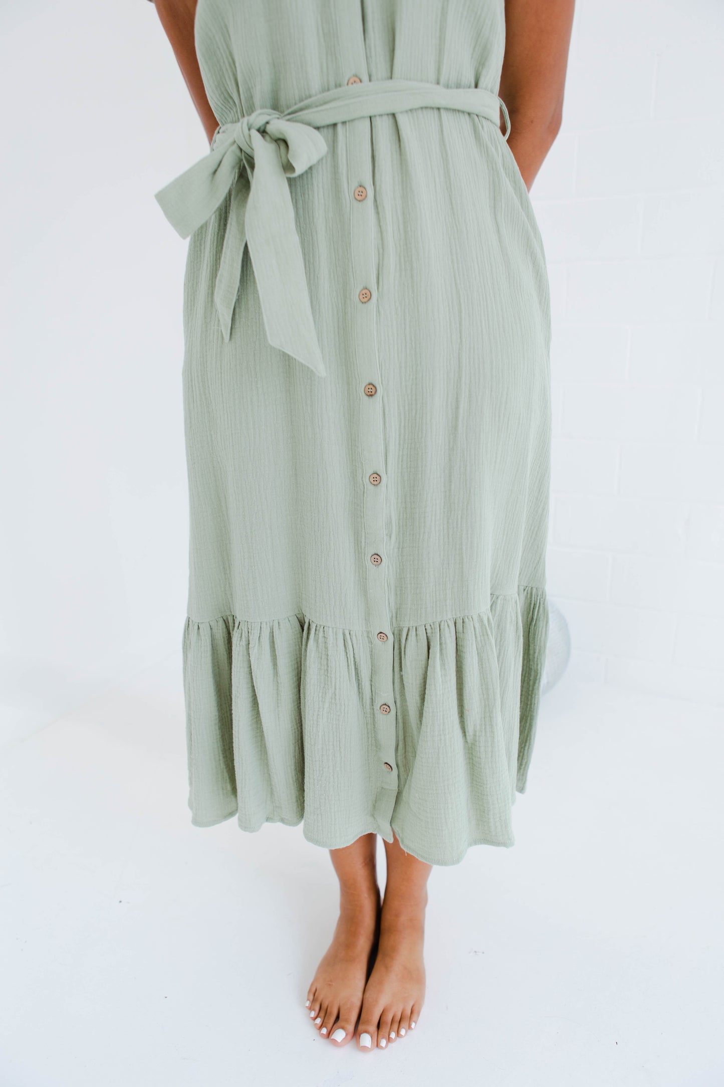 Cotton Gauze Ruffle Tier Midi