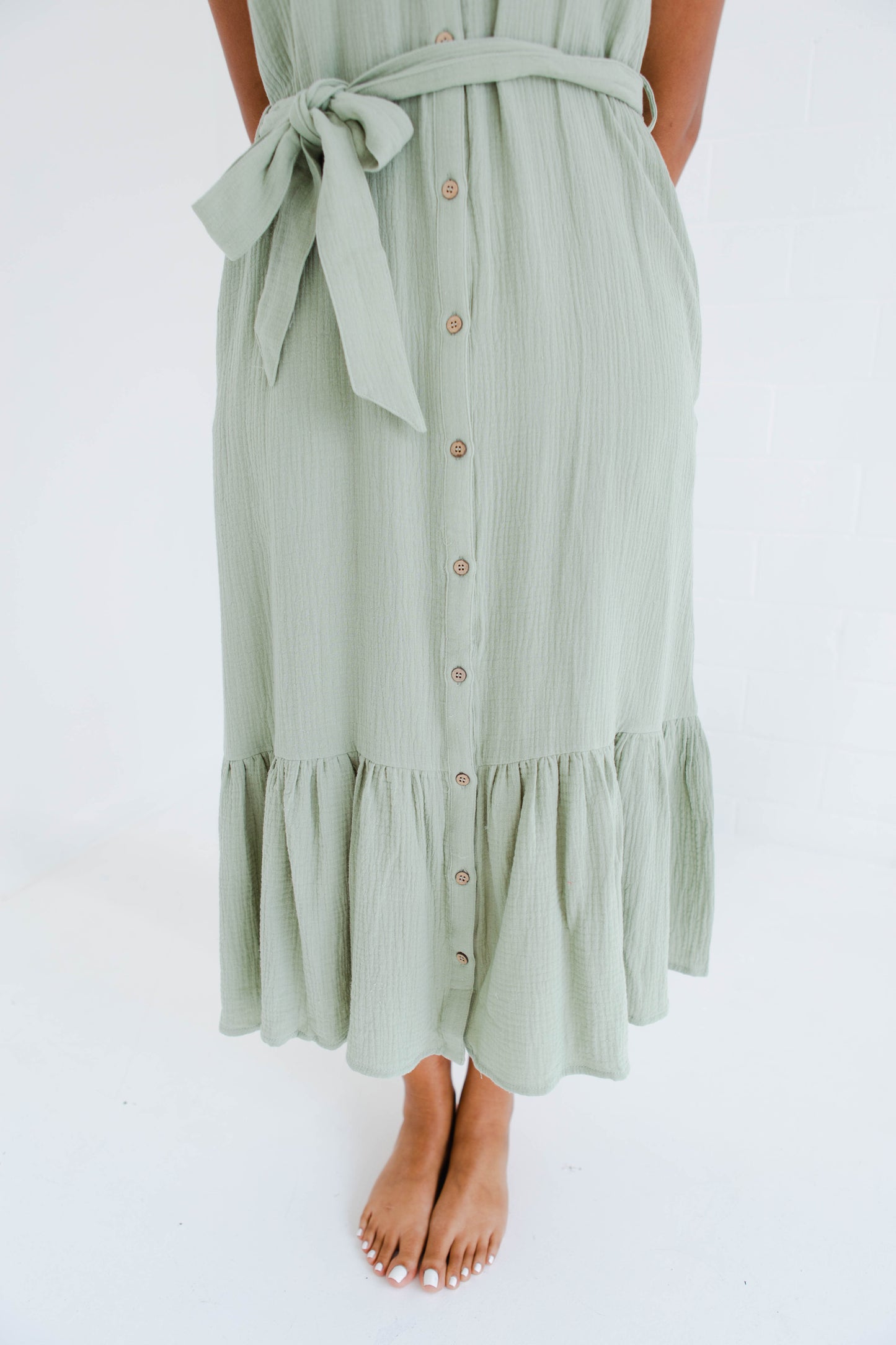 Cotton Gauze Ruffle Tier Midi
