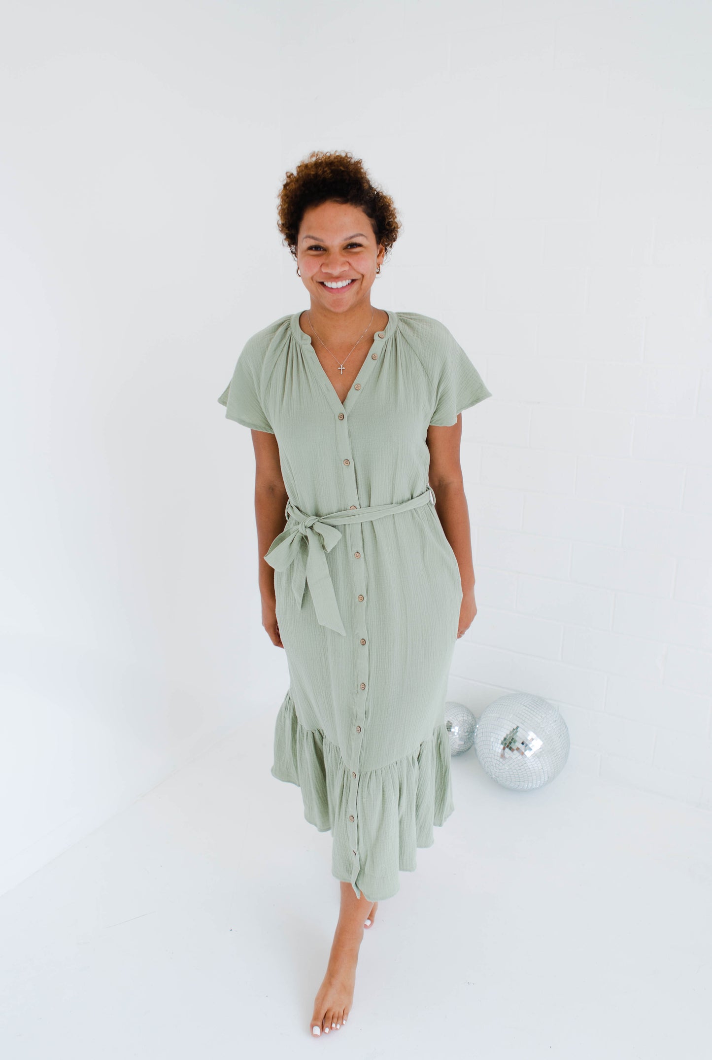Cotton Gauze Ruffle Tier Midi