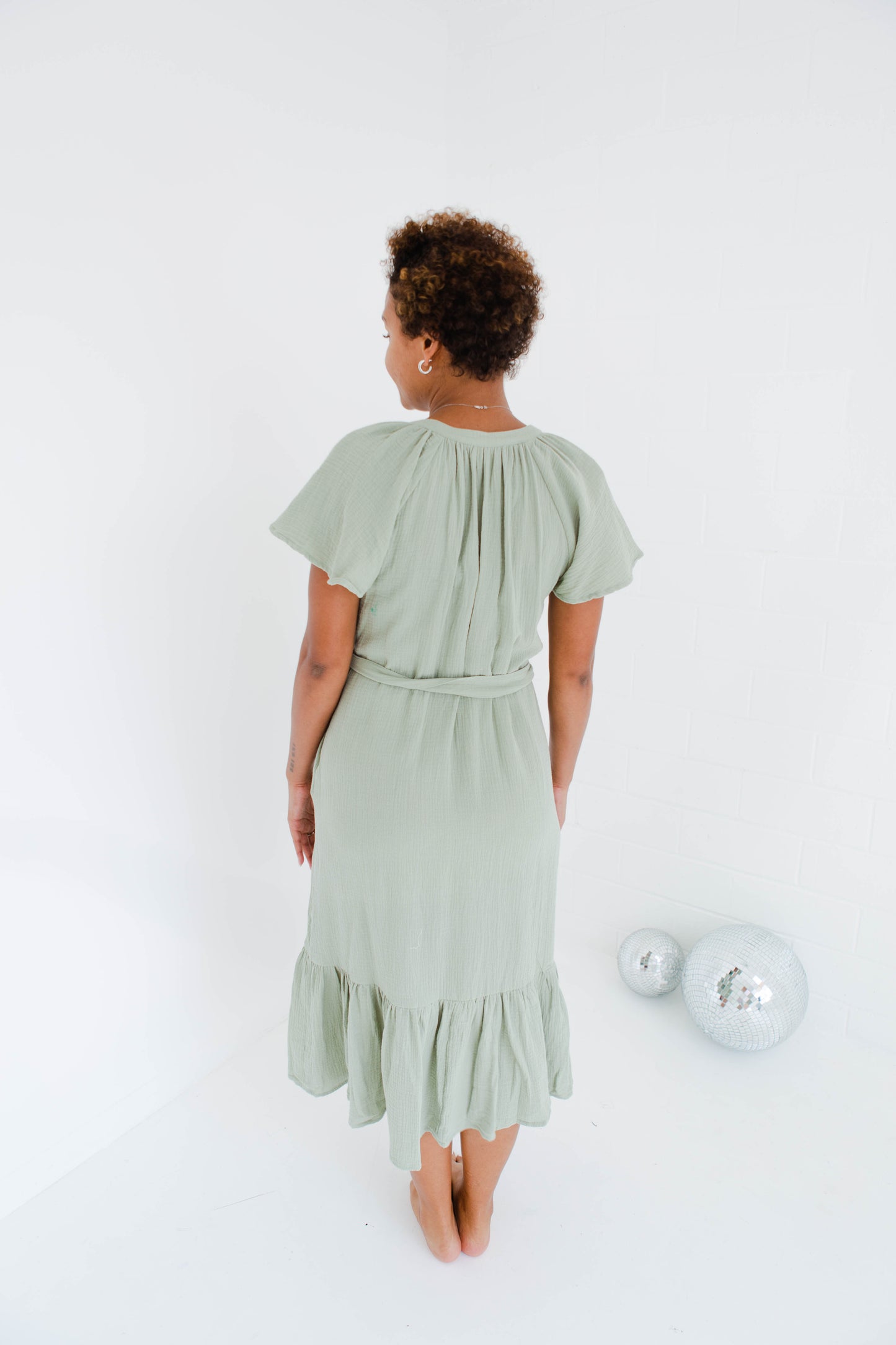 Cotton Gauze Ruffle Tier Midi