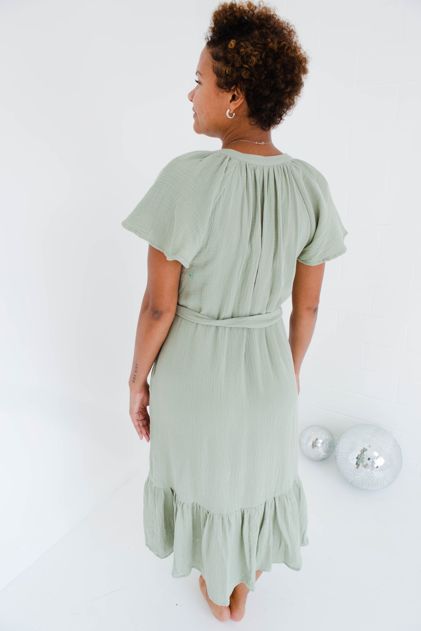 Cotton Gauze Ruffle Tier Midi