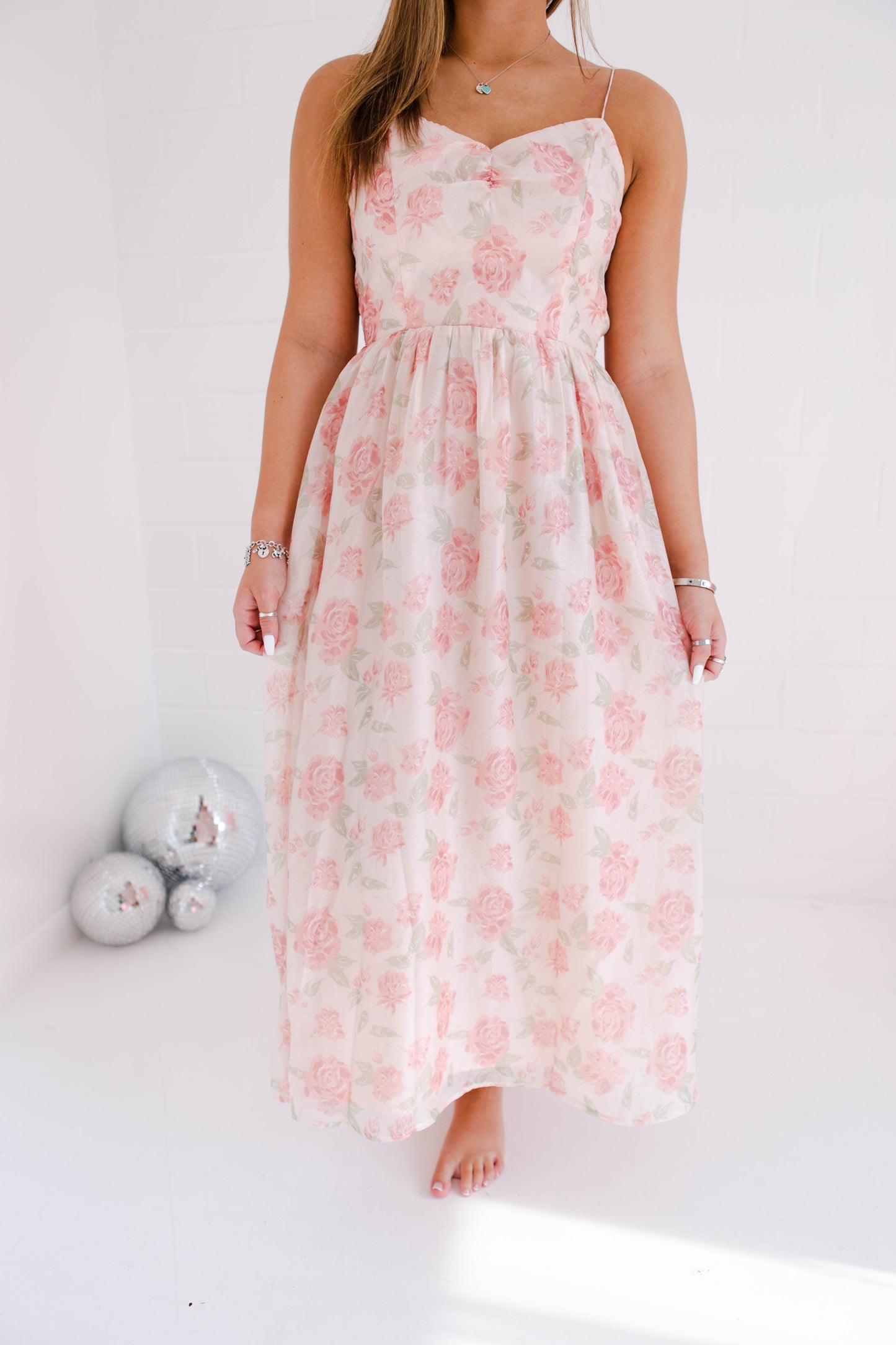Light Rose Romantic Satin Midi